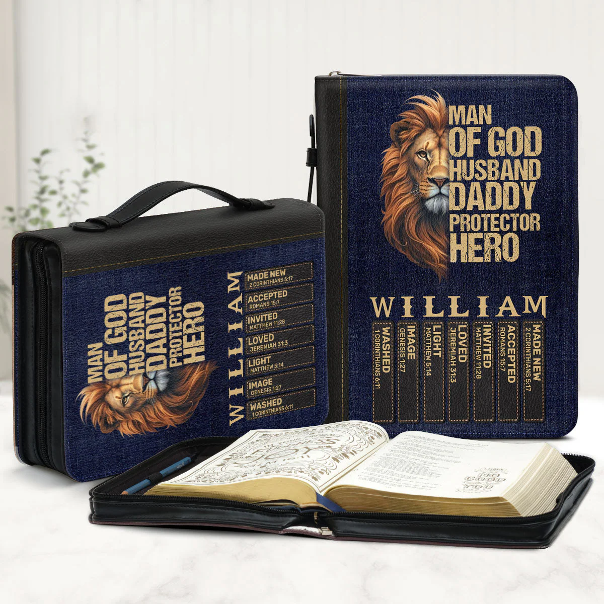 Man Of God Husband Dad Protector Hero - Personalized Bible Cover