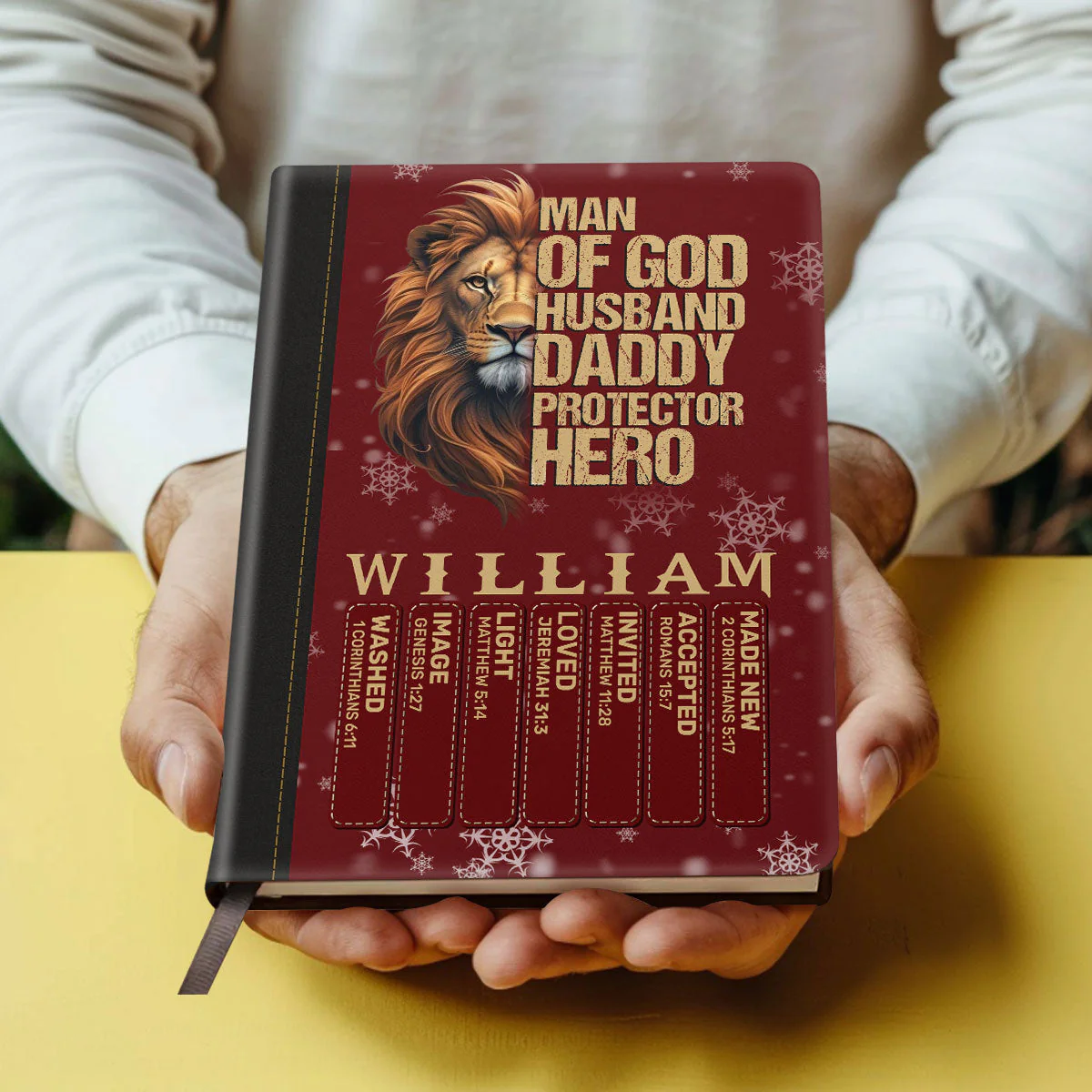 Man Of God Husband Daddy Protector Hero - Personalized Leather Cover Notebook | TD118 - Image 2