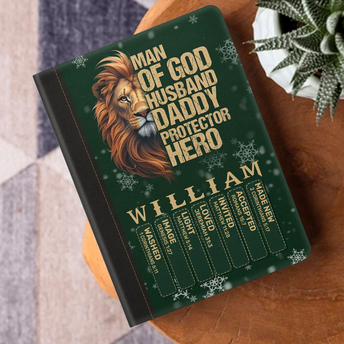 Man Of God Husband Daddy Protector Hero - Personalized Leather Cover Notebook | TD118 - Image 5