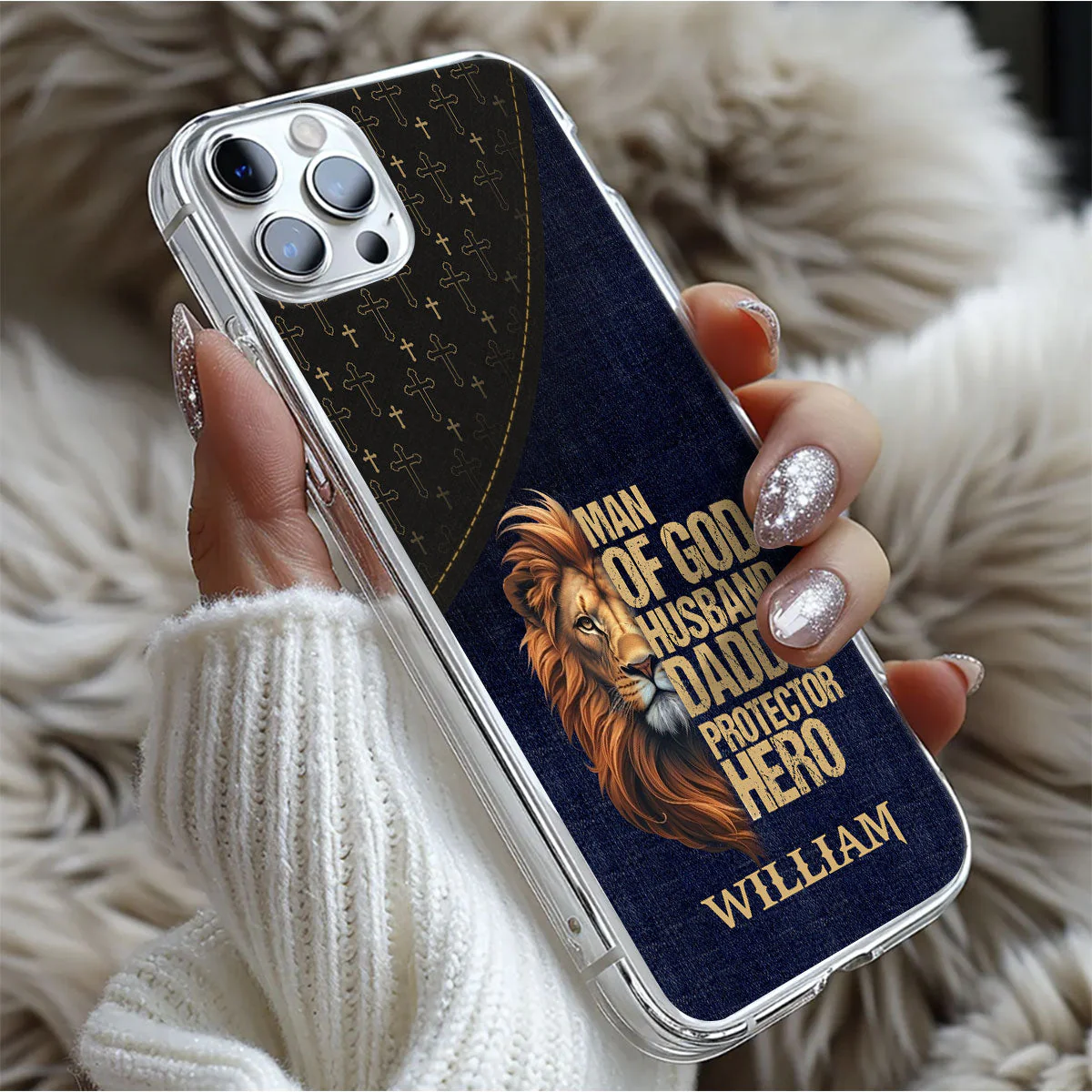 Man Of God Husband Daddy Protector Hero - Personalized Phone Case - Christian Gift - Image 5