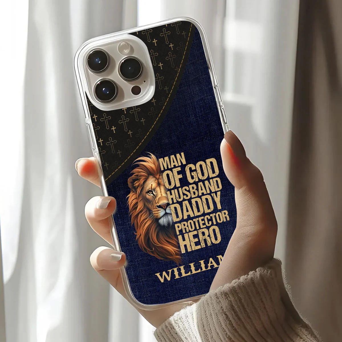 Man Of God Husband Daddy Protector Hero - Personalized Silicone Phone Case - Image 3