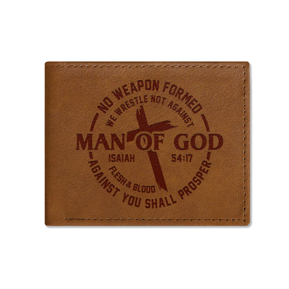 Man of God Isaiah 54:17 - Personalized Folded Wallet For Men - Image 2