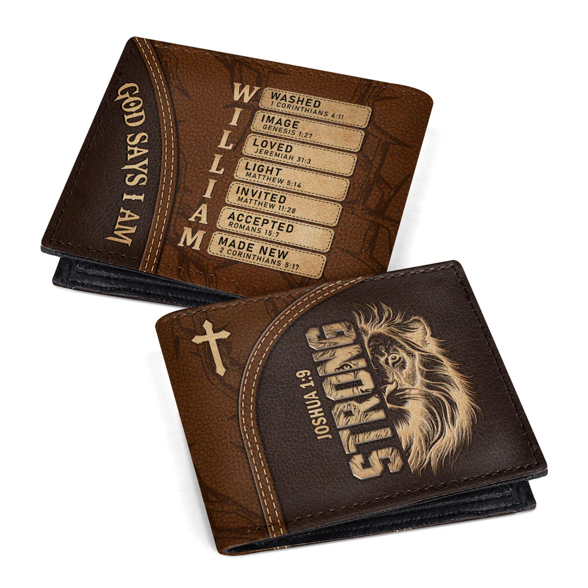 Man Of God Lion - Personalized Folded Wallet For Men TD118