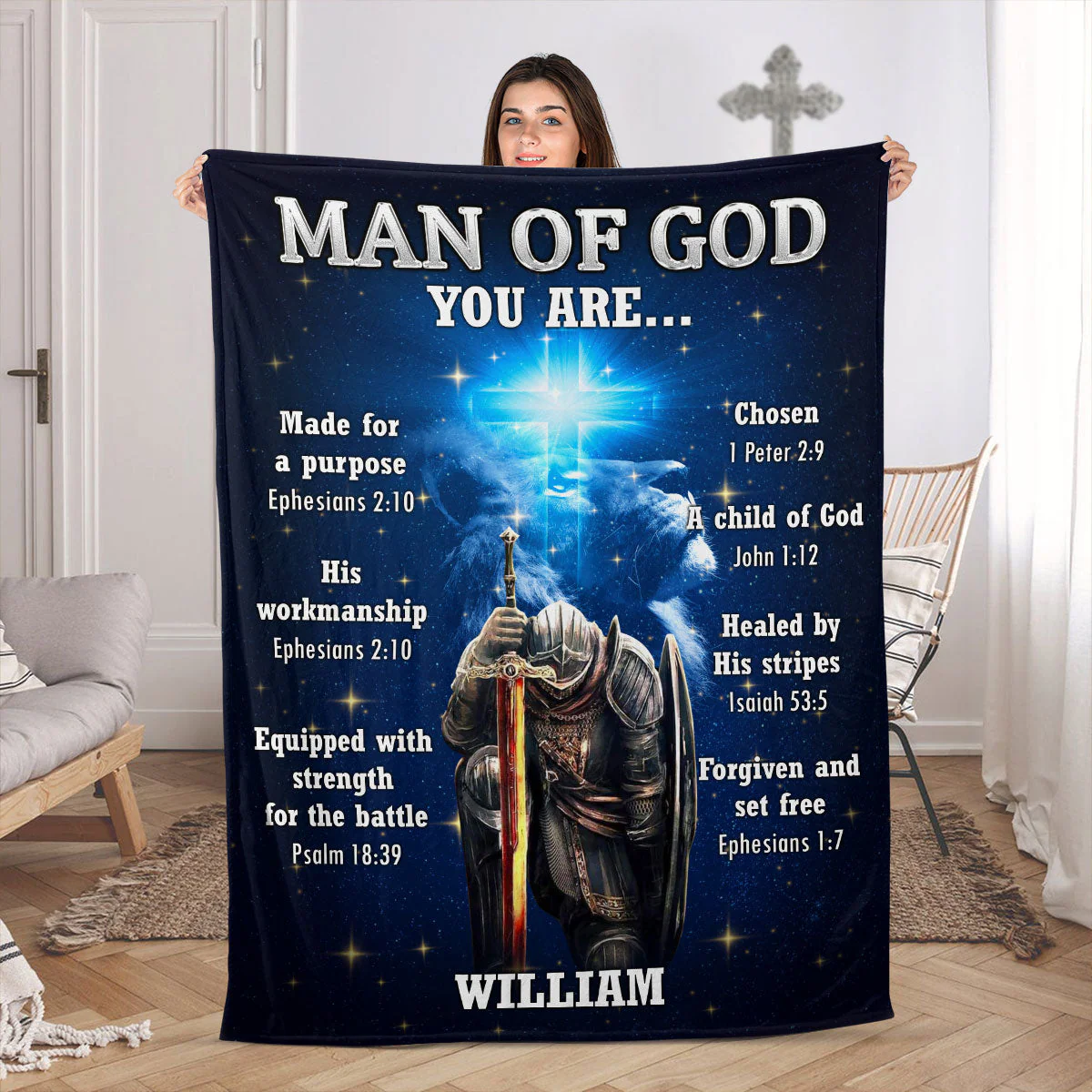 Man Of God - Personalized Fleece Blanket TD118 - Image 2