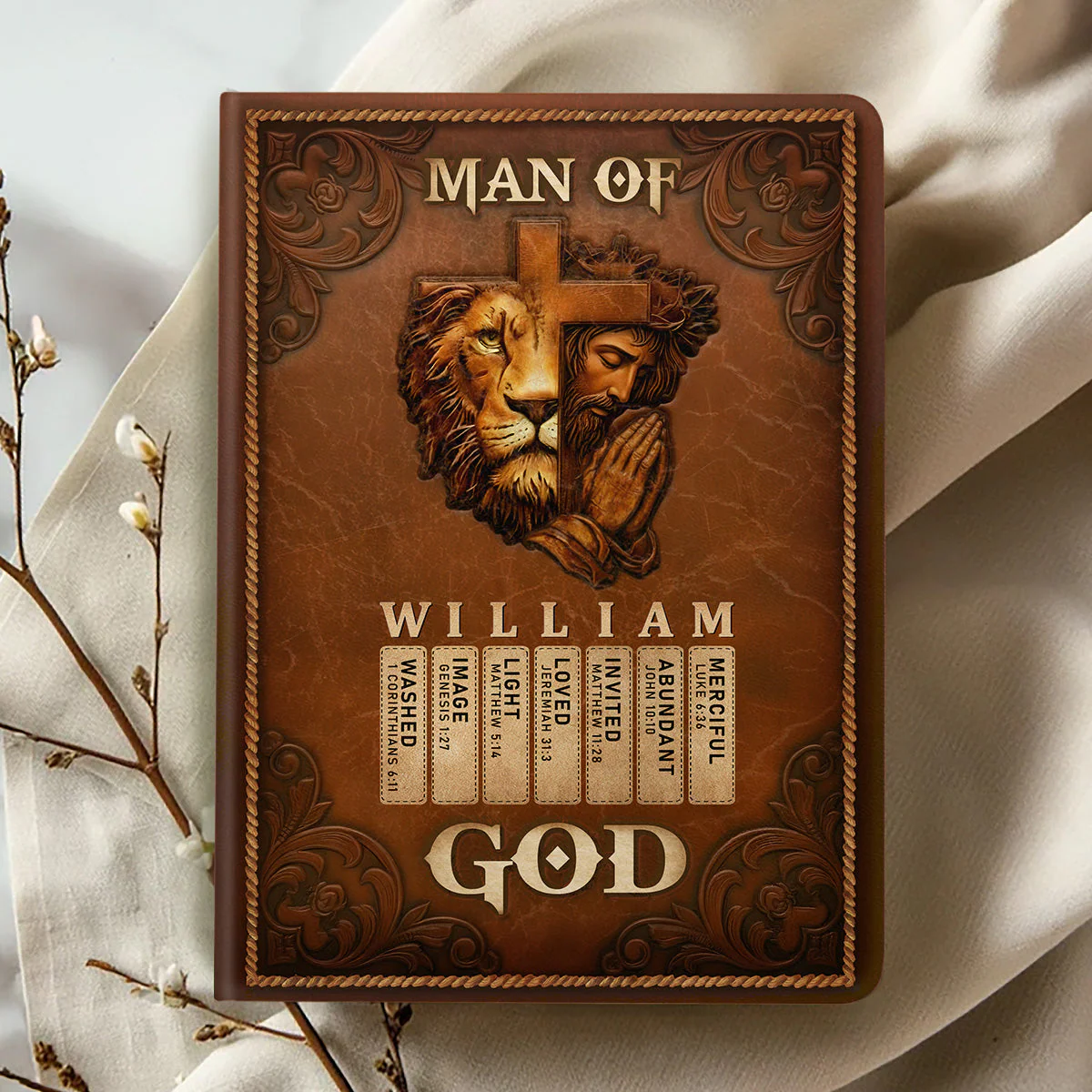 Man Of God - Personalized Leather Cover Notebook HL128 - Image 2