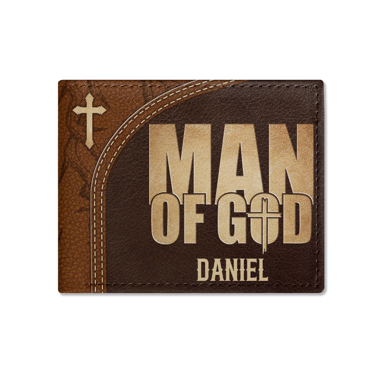 Man Of God - Personalized Leather Folded Wallet TD118