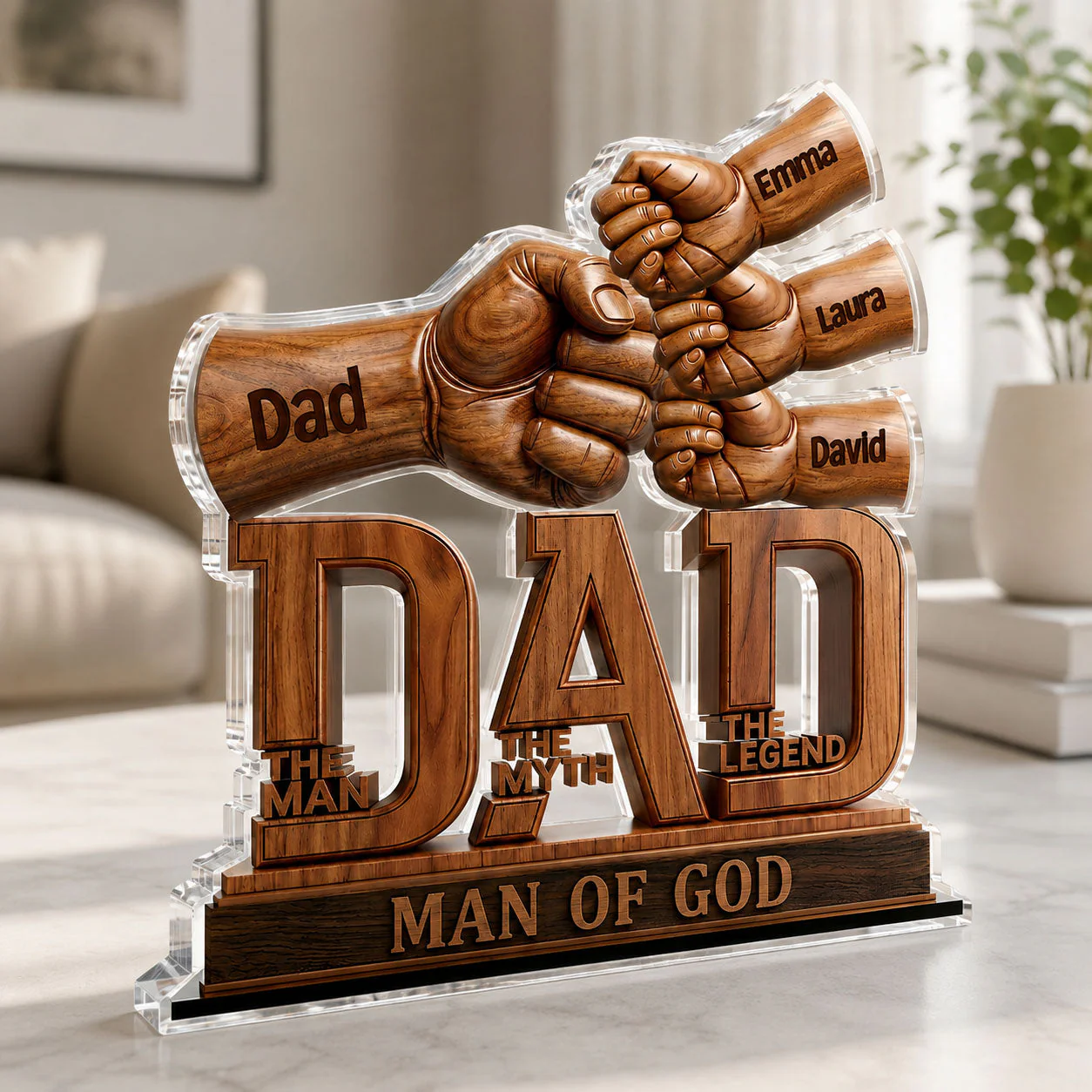 Man Of God - Personalized Shaped Acrylic Plaque - Gift For Dad - Image 3