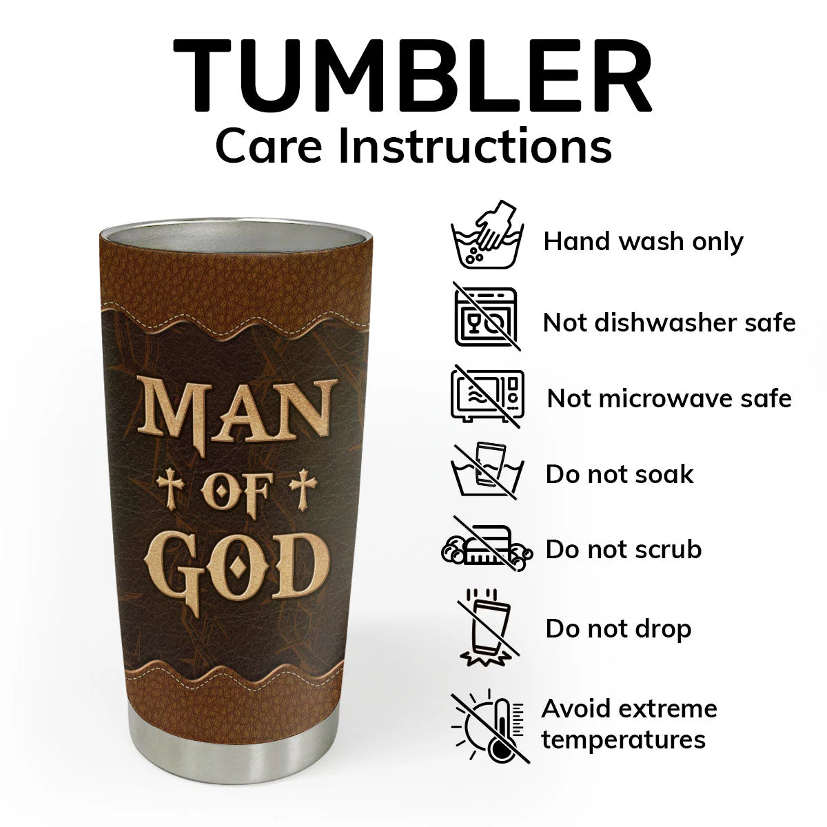Man Of God - Personalized Stainless Steel Tumbler - Gift For Dad, Husband, Grandpa | CLGOD06 HN02 - Image 4