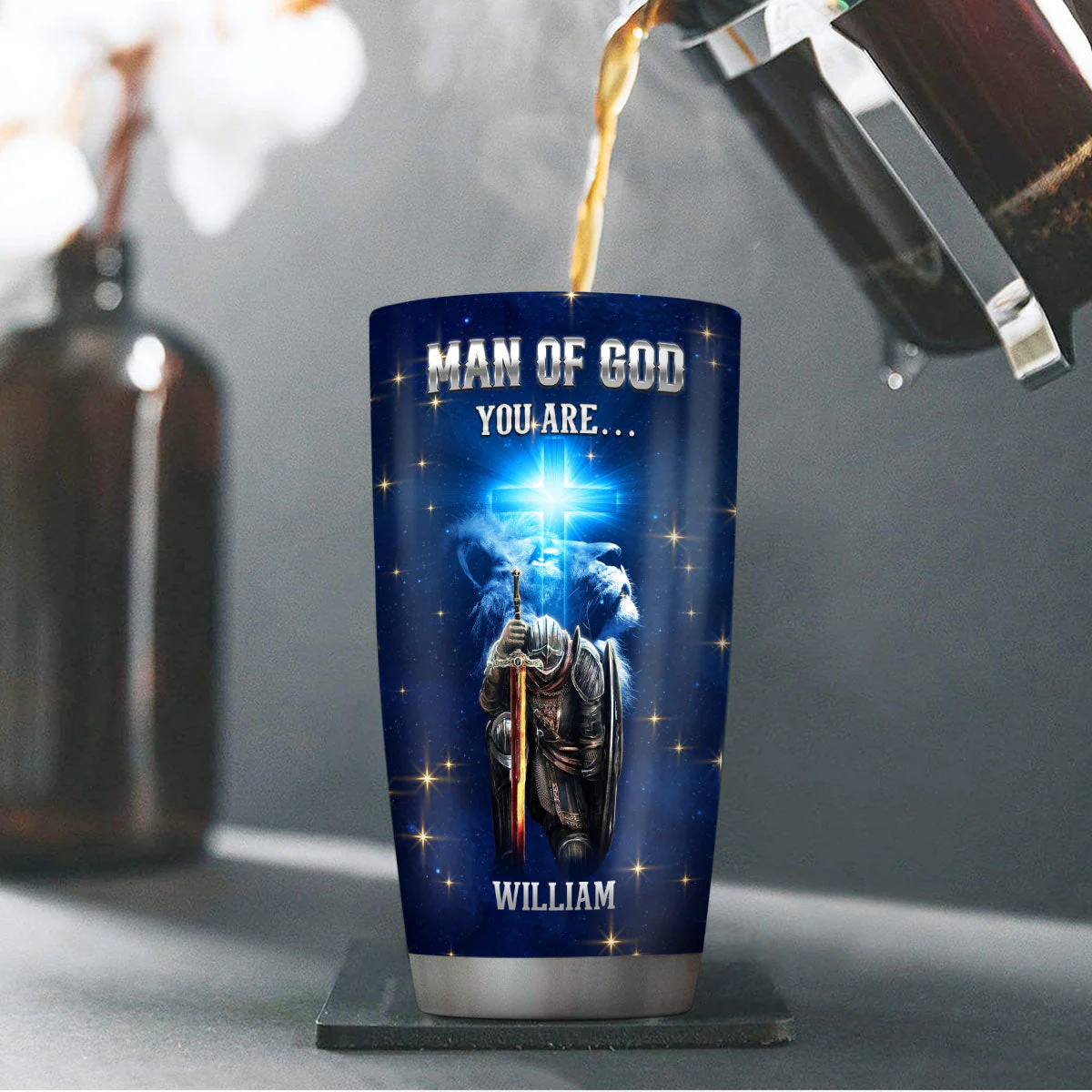 Man Of God - Personalized Stainless Steel Tumbler - Gift For Him - Image 4