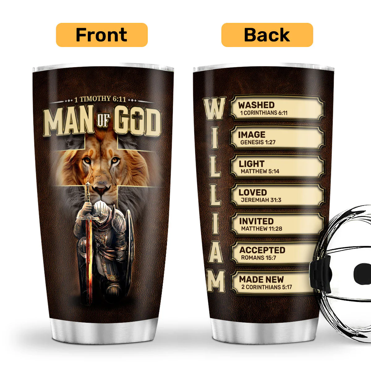 Man Of God - Personalized Stainless Steel Tumbler TD118 - Image 2