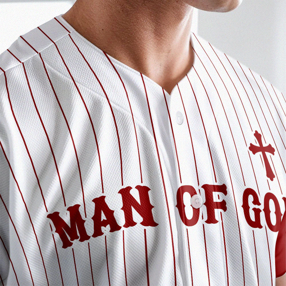 Man Of God Striped Baseball Jersey - Christant Gift For Him - Image 5