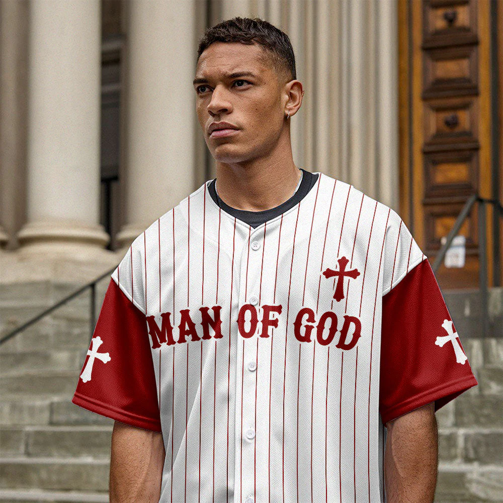 Man Of God Striped Baseball Jersey - Christant Gift For Him - Image 6