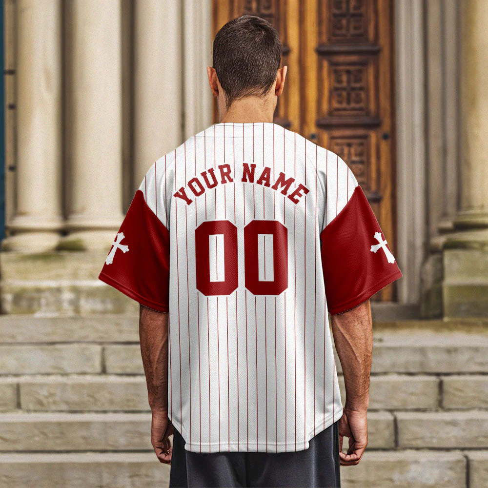 Man Of God Striped Baseball Jersey - Christant Gift For Him - Image 7