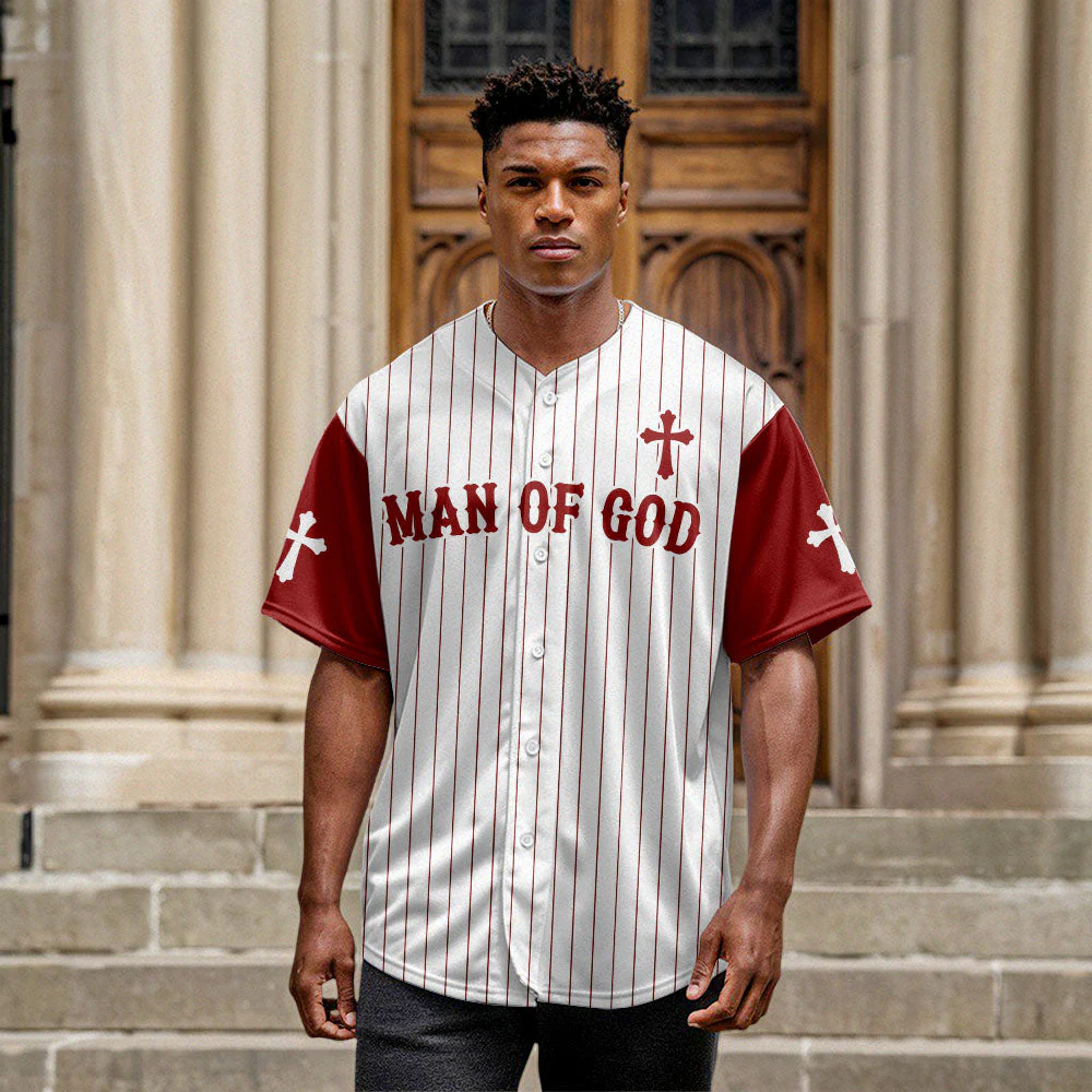 Man Of God Striped Baseball Jersey - Christant Gift For Him - Image 8