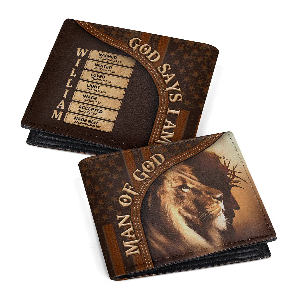 Man Of God Vintage With Lion - Personalized Folded Wallet For Men | CLGOD06
