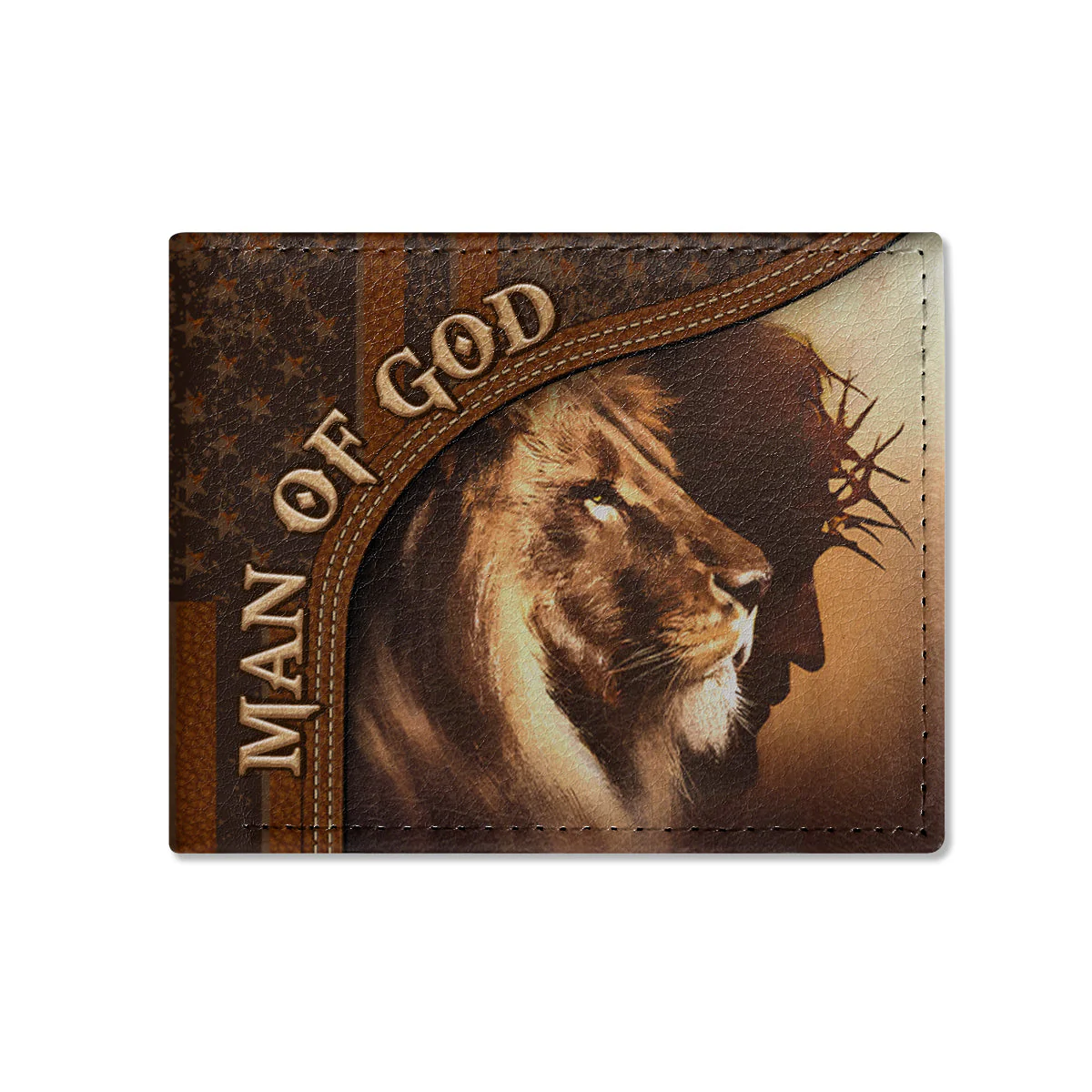 Man Of God Vintage With Lion - Personalized Folded Wallet For Men | CLGOD06 - Image 2