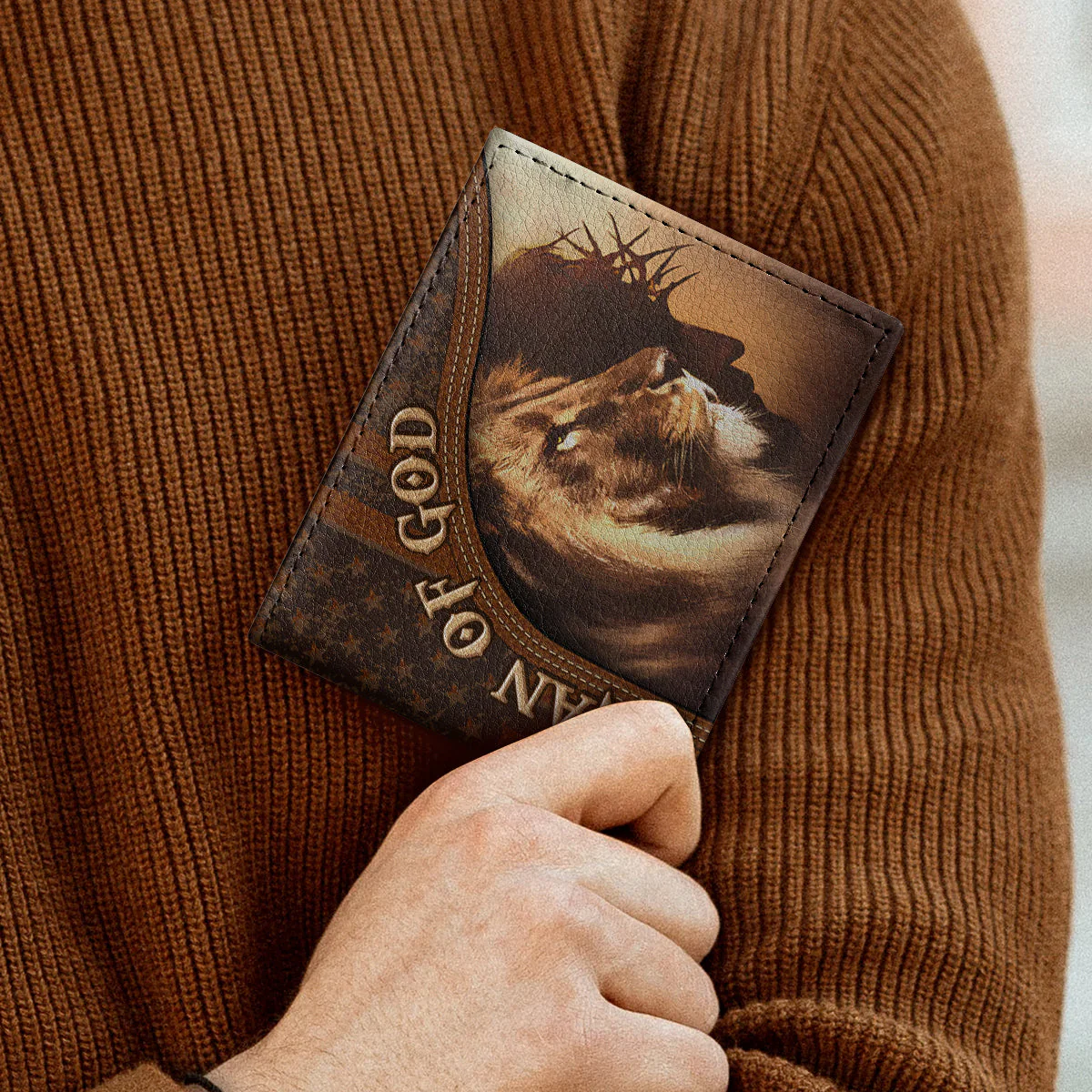 Man Of God Vintage With Lion - Personalized Folded Wallet For Men | CLGOD06 - Image 3