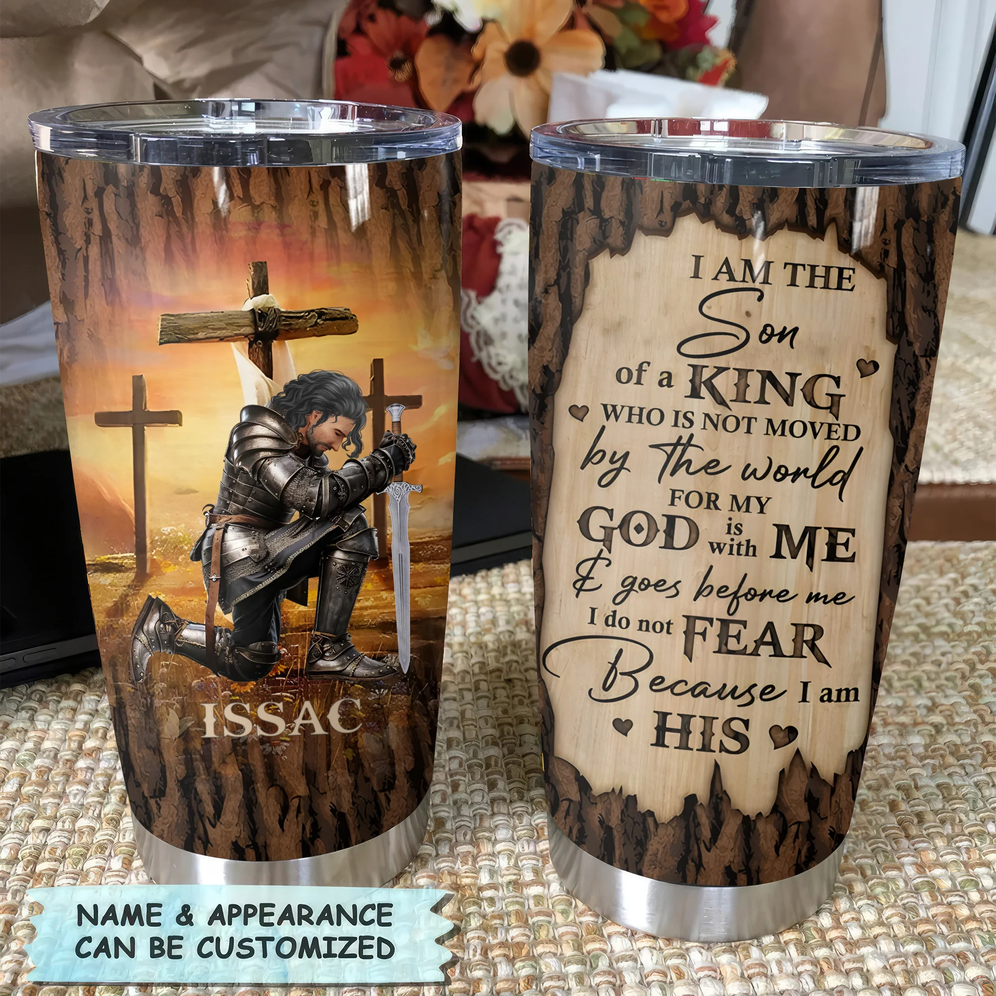 Man Warrior Of God, I Am The Son Of A King - Personalized Christian Tumbler | CLGOD03 - Image 2
