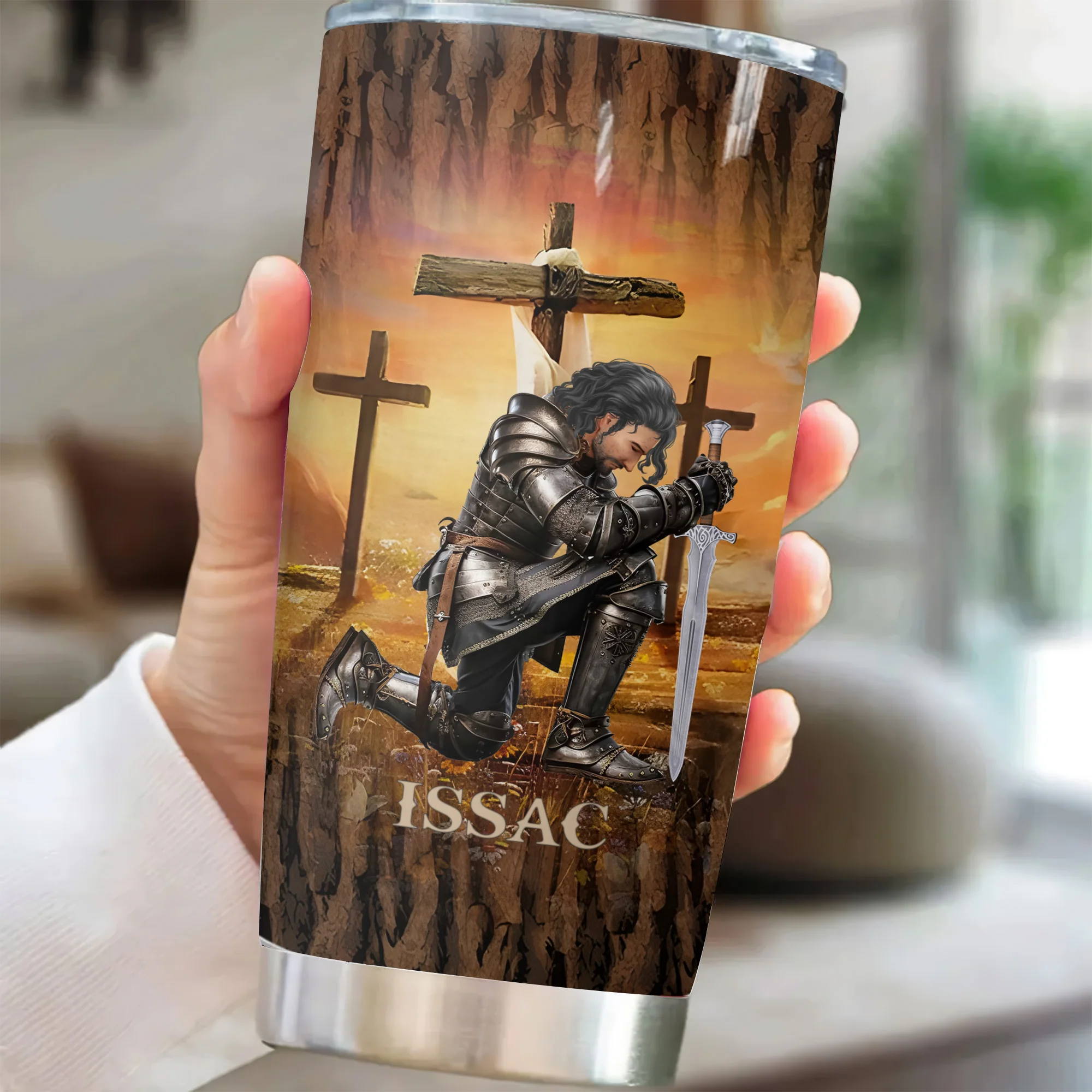 Man Warrior Of God, I Am The Son Of A King - Personalized Christian Tumbler | CLGOD03 - Image 3