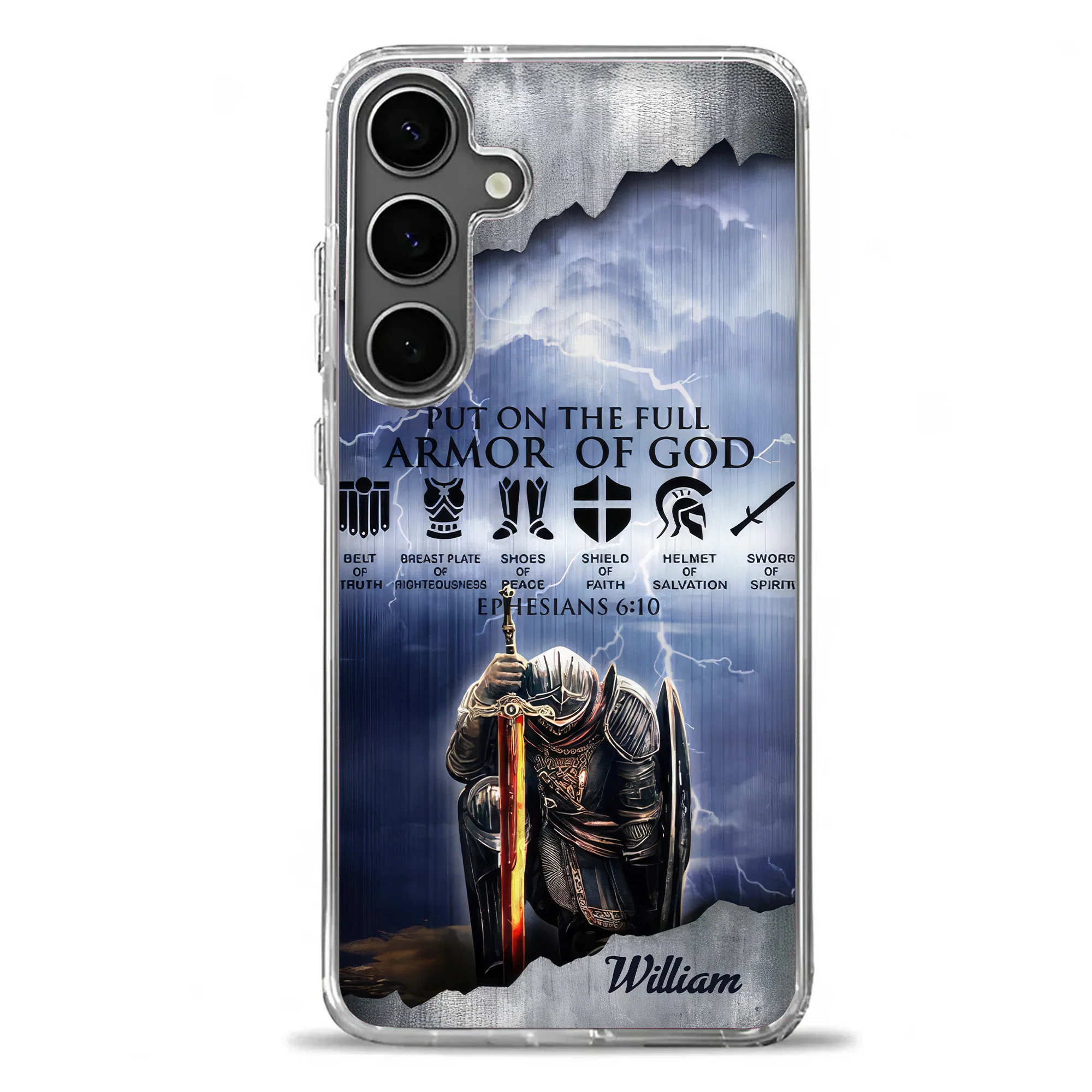 Man Warrior of God Put On The Full Armor Of God - Personalized Phone Case TD118 - Image 2