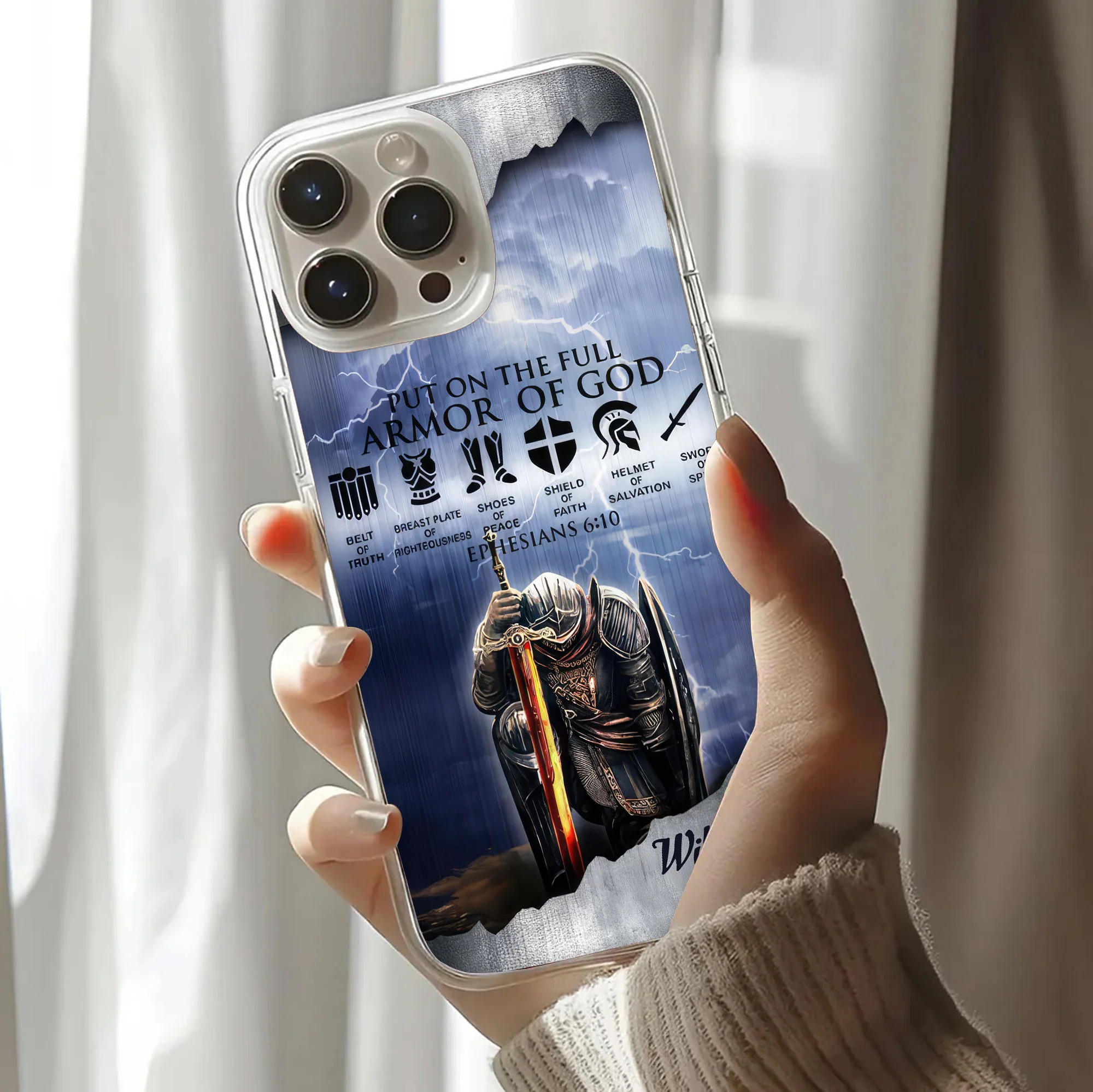 Man Warrior of God Put On The Full Armor Of God - Personalized Phone Case TD118 - Image 3