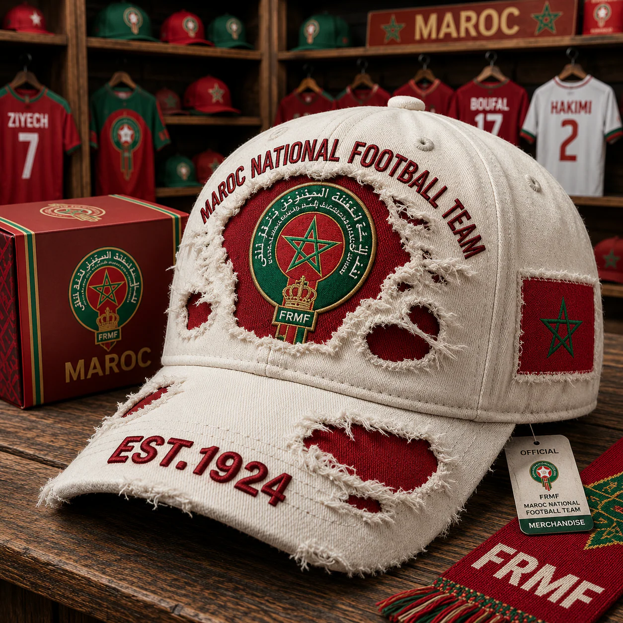 Maroc National Football Team Distressed - Classic Cap - Gifts For Football Lovers, Sports Fans
