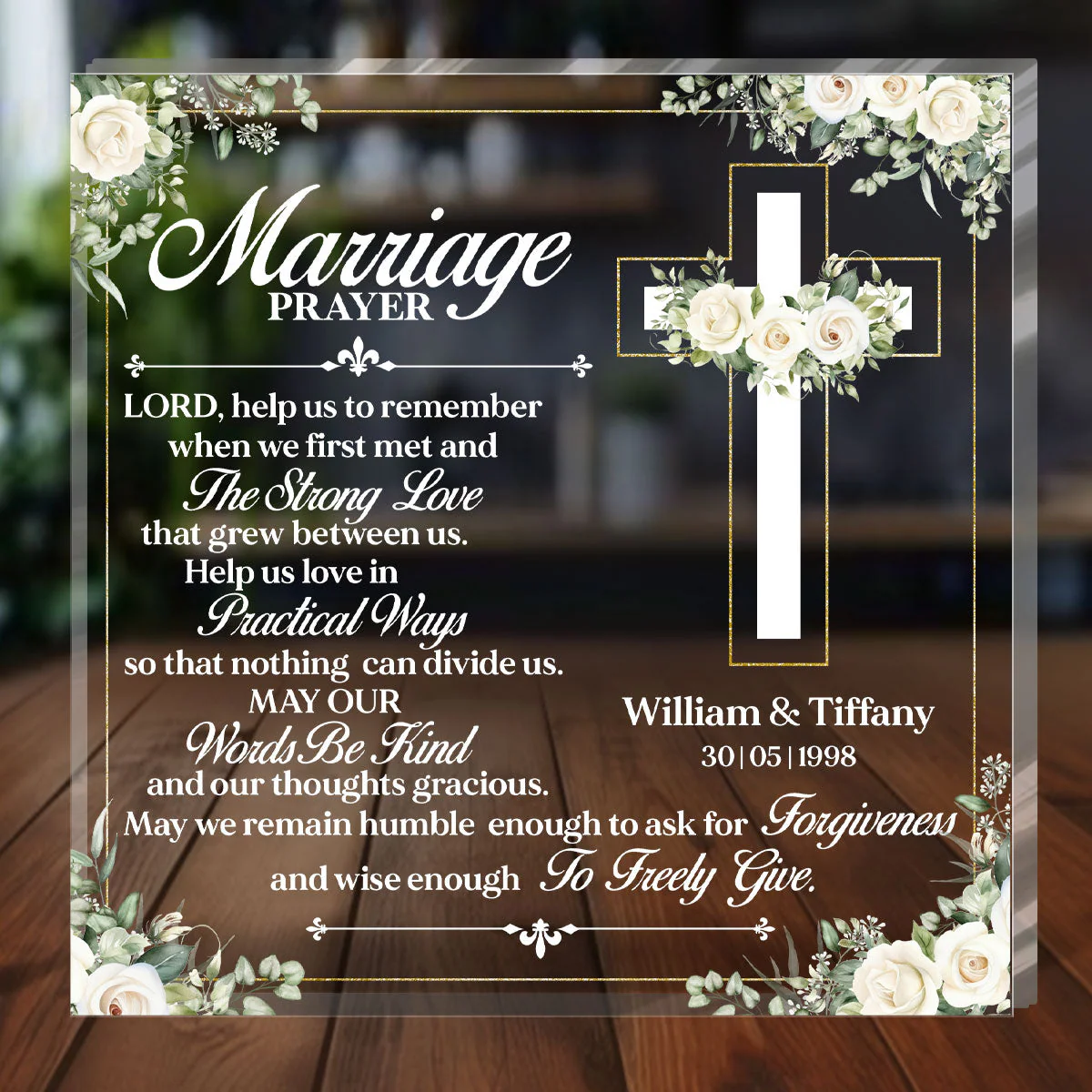 Marriage Prayer String Heart - Personalized Custom Shaped Squared Acrylic Plaque - Gift For Couple HL128 - Image 3