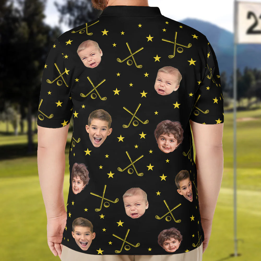 May The Course Be With You Daddy - Custom Faces - Personalized Photo Polo Shirt - Image 3