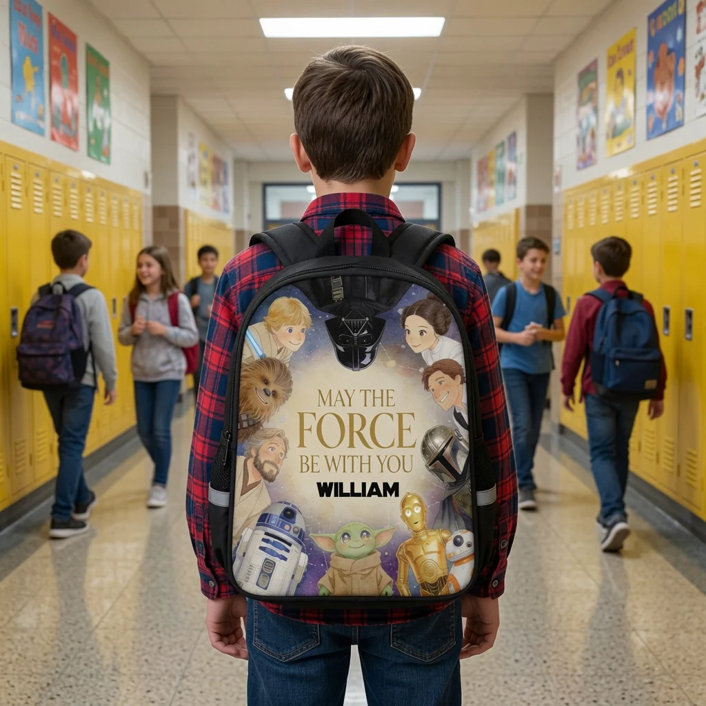 May The Force Be With You - Personalized Backpack, Lunch Bag, Pencil Case & Water Bottle - Back to School Gift Stwa HH01 - Image 2