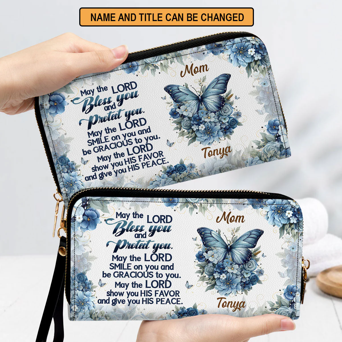 May The Lord Bless You And Protect You - Personalized Leather Clutch Purse - Gifts For Women TD118