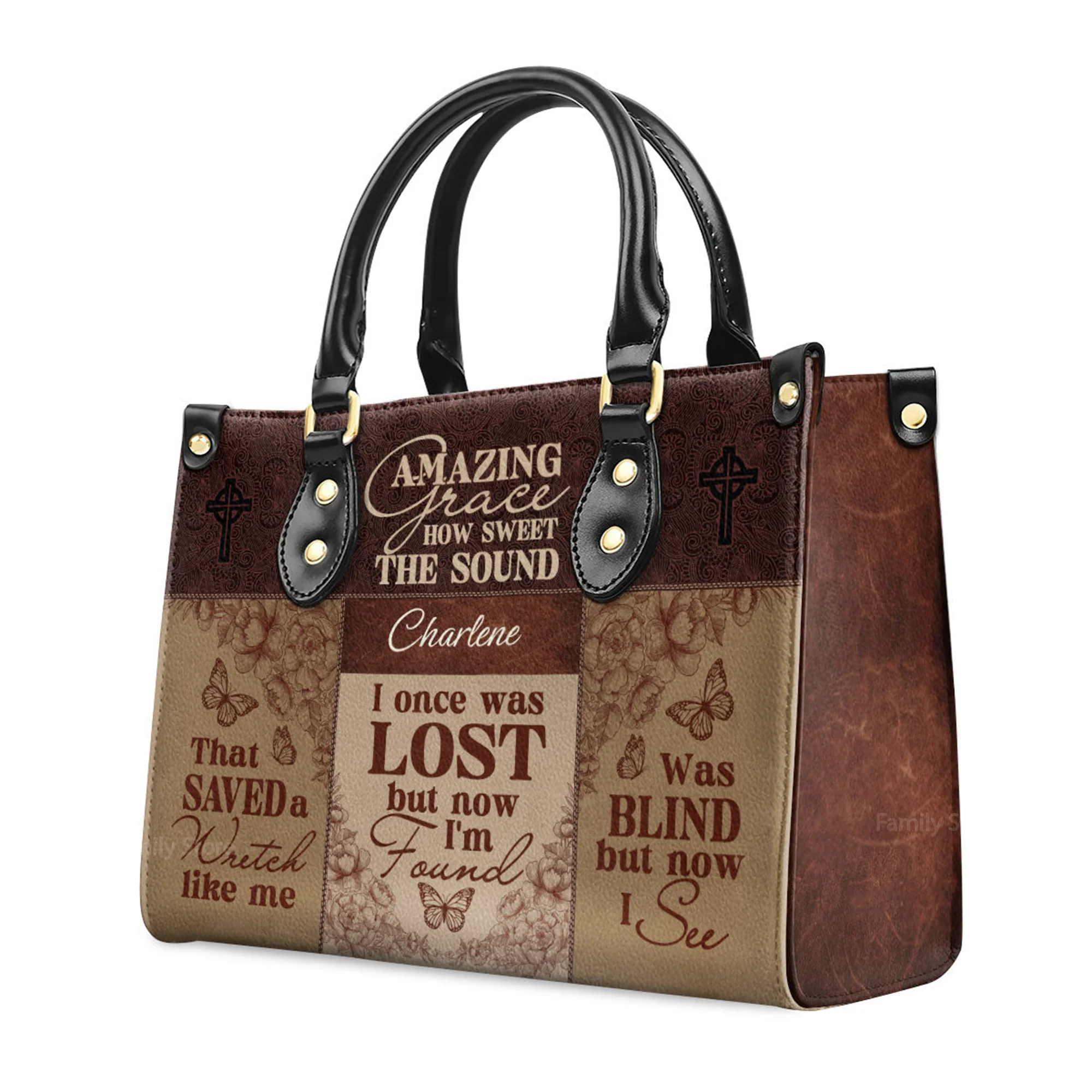 Amazing Grace - Thoughtful Gift For Christians - Personalized Leather Handbag With Handle - AT4080945 - Image 3