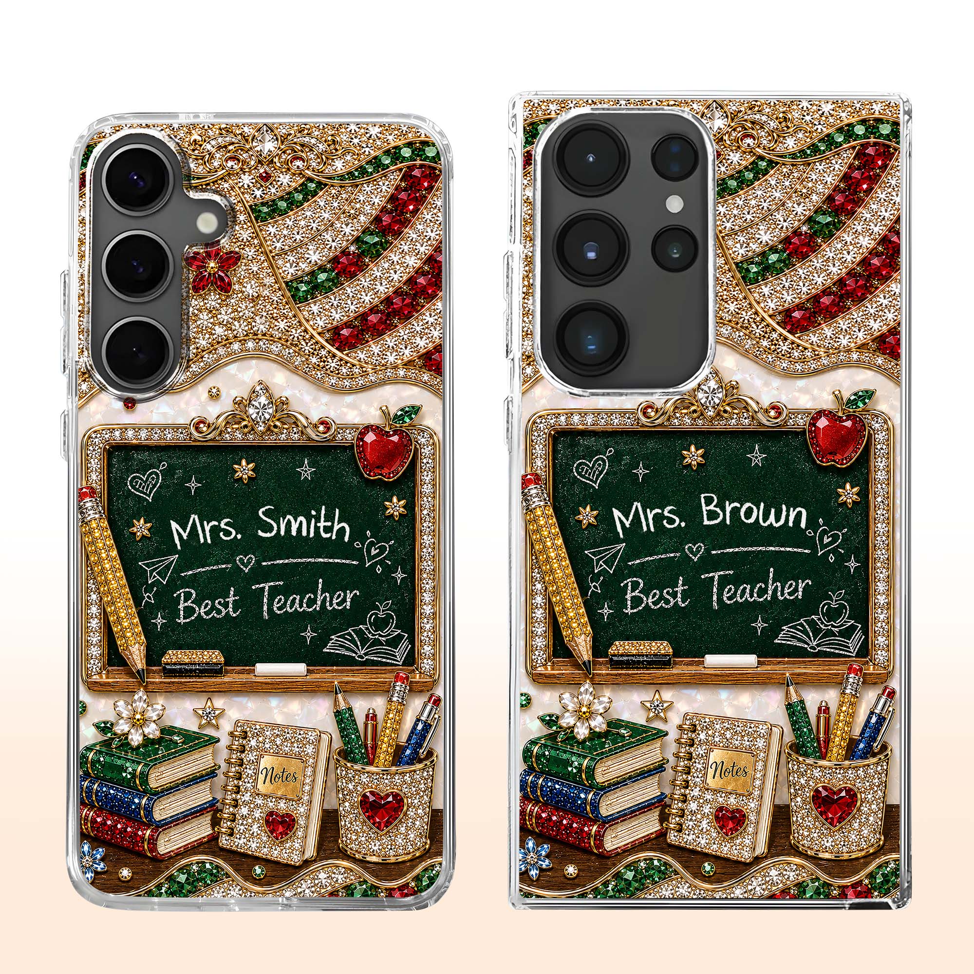 MBest Teacher Rhinestone Chalkboard With Apple And Books - Personalized Phone Case - Gifts For Teacher - Image 4