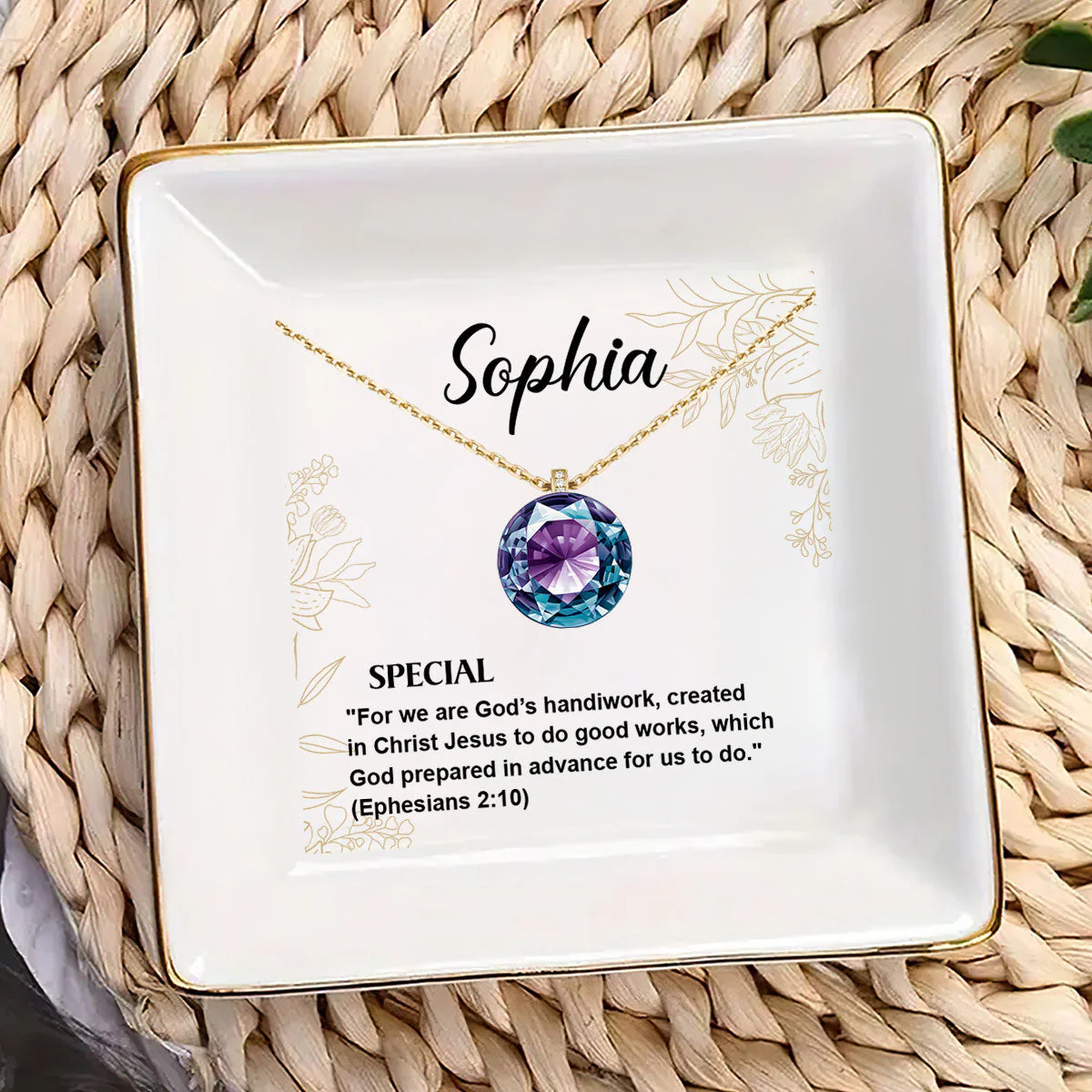 Meaning Of Your Name Birthstone  - Personalized Jewelry Dish - Gift For Mom, Wife, Engaging, Anniversary, Marriage Gift - NA94 - Image 4