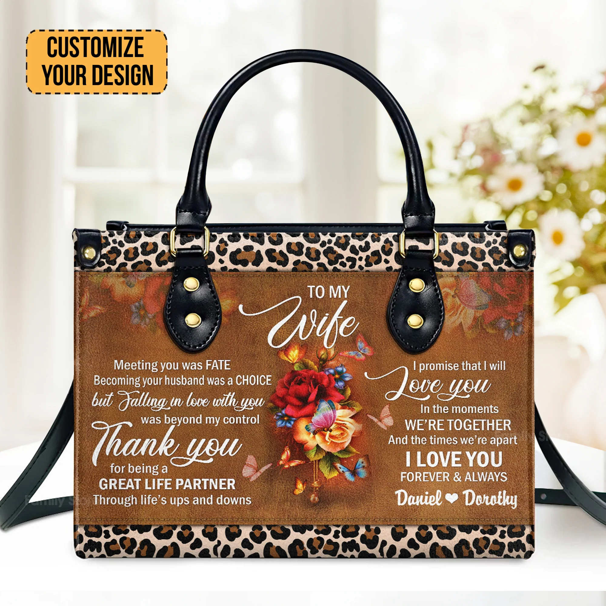 Meeting You Was Fate Sweet Flower - Scripture Gifts For Women Of God - Personalized Leather Handbag With Handle - AT4081340