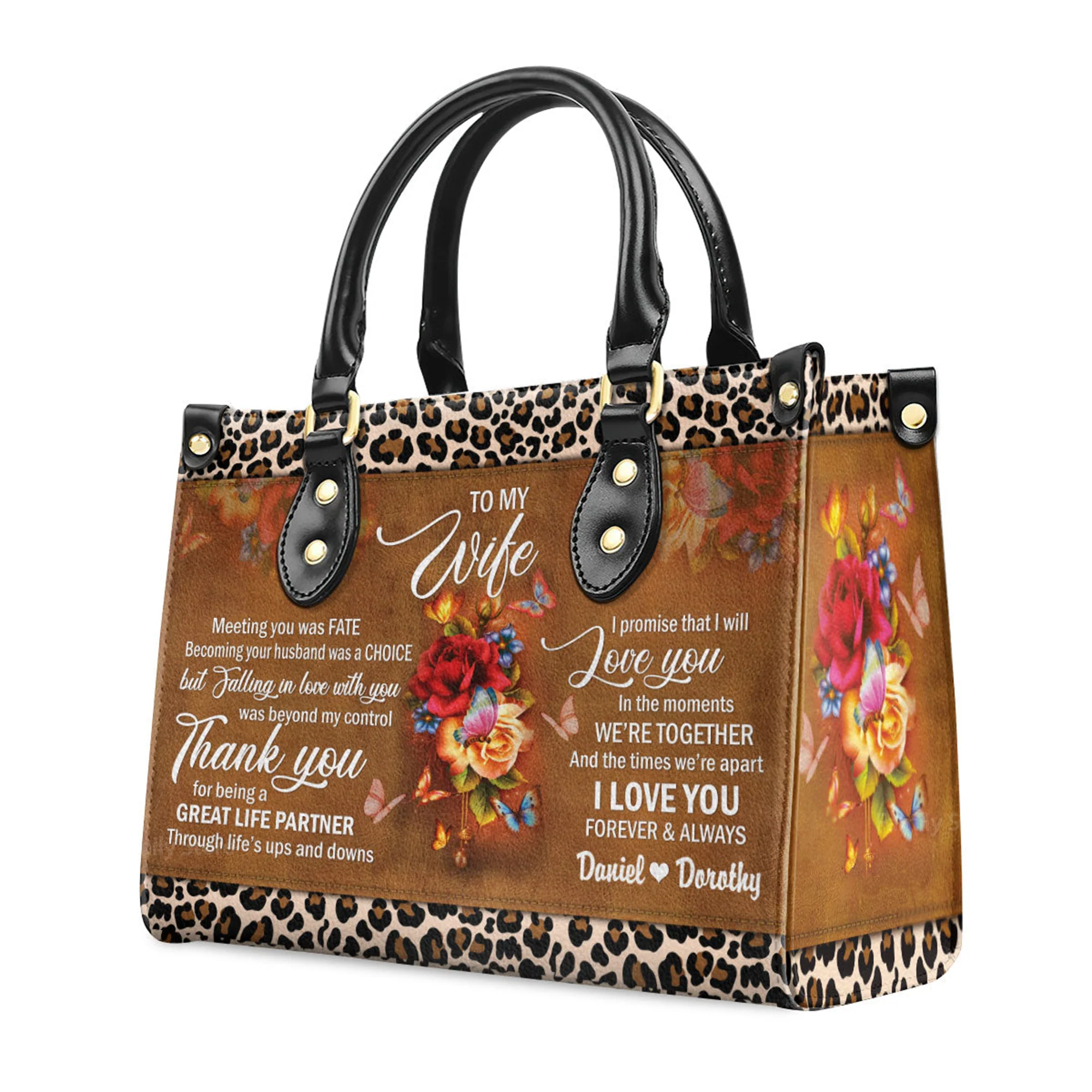 Meeting You Was Fate Sweet Flower - Scripture Gifts For Women Of God - Personalized Leather Handbag With Handle - AT4081340 - Image 3