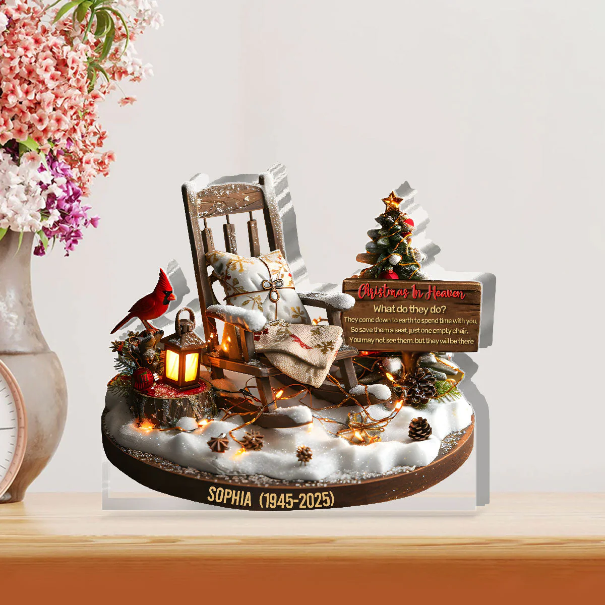 Memorial Chair Christmas In Heaven - Personalized Acrylic Plaque TD118 - Image 2