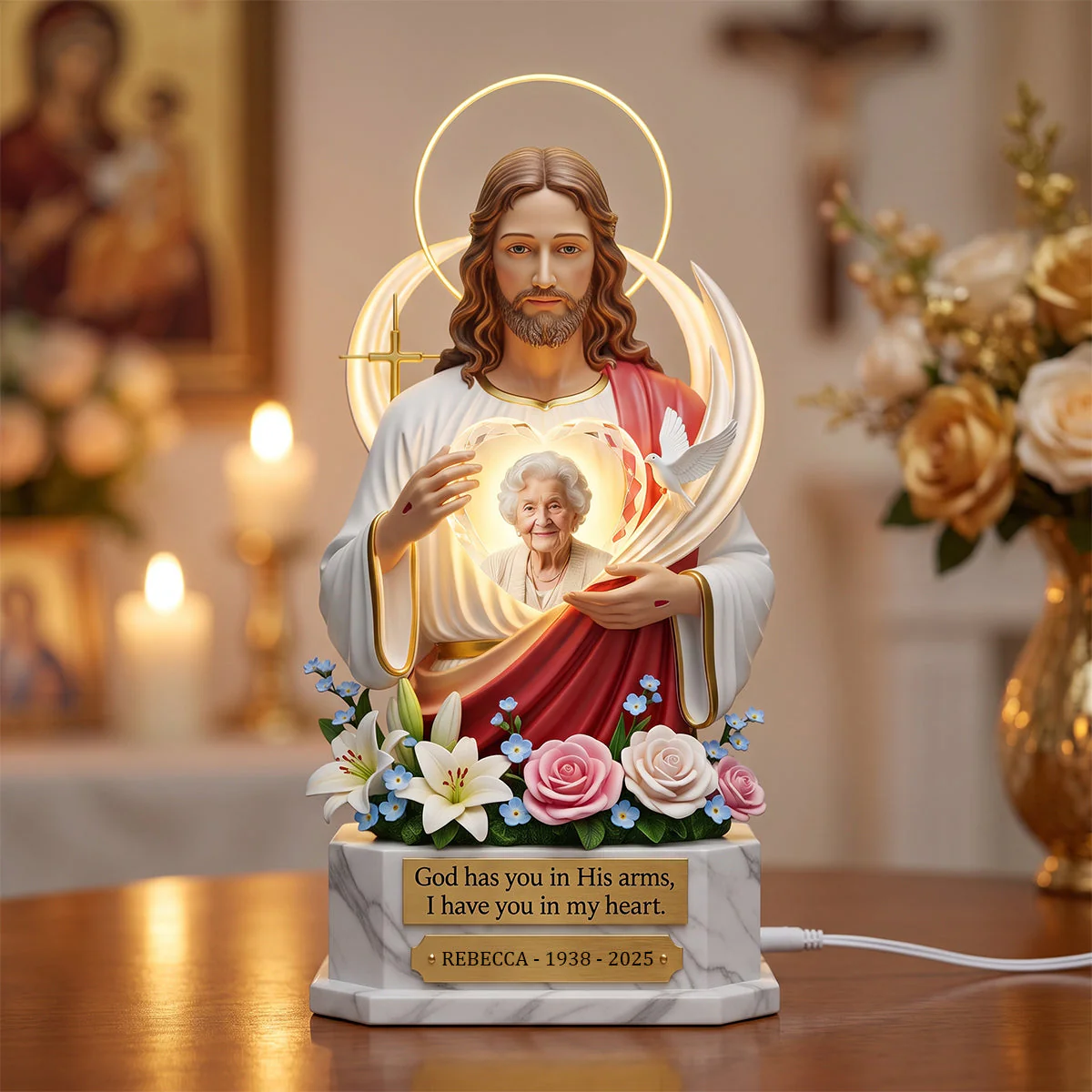 Memorial Heaven With Jesus - Personalized Acrylic Light Box - Memorial Gift