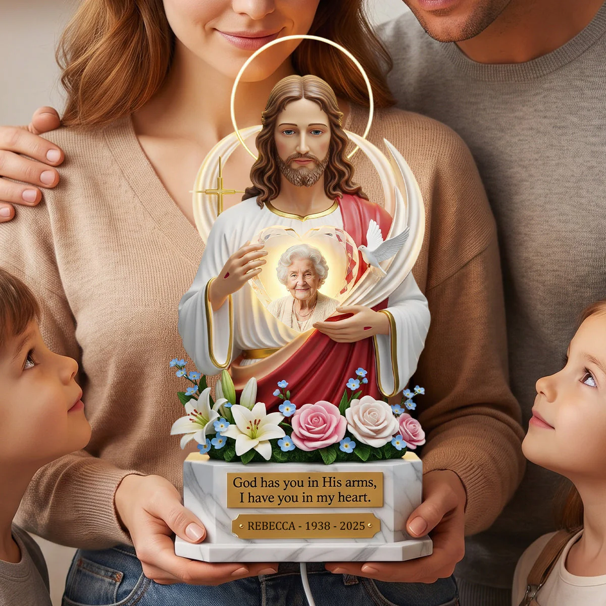 Memorial Heaven With Jesus - Personalized Acrylic Light Box - Memorial Gift - Image 3