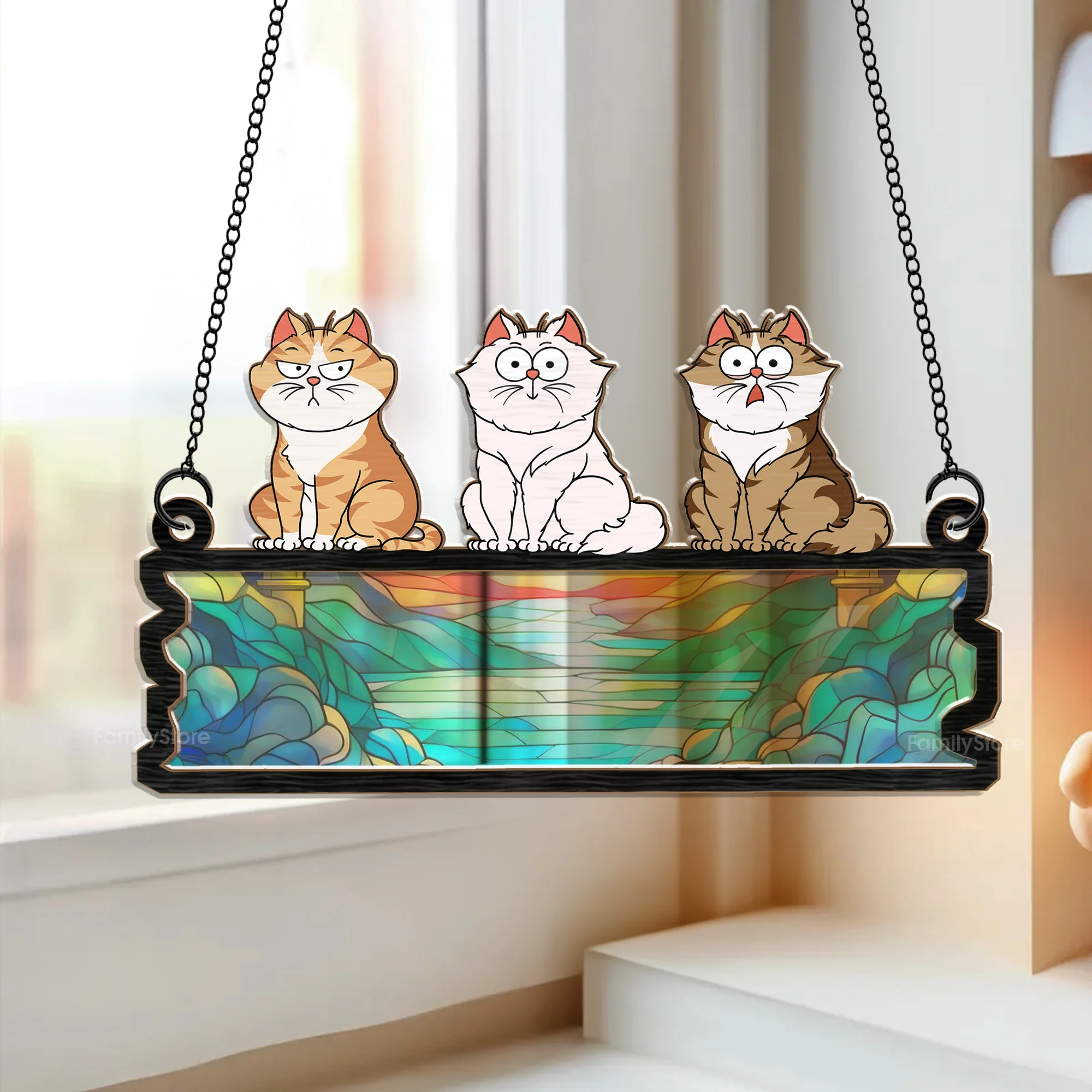 Meow Cats Are Watching You - Funny Gift For Cat Lovers - Personalized Window Hanging Window Hanging Suncatcher Ornament - CLP02 NA94