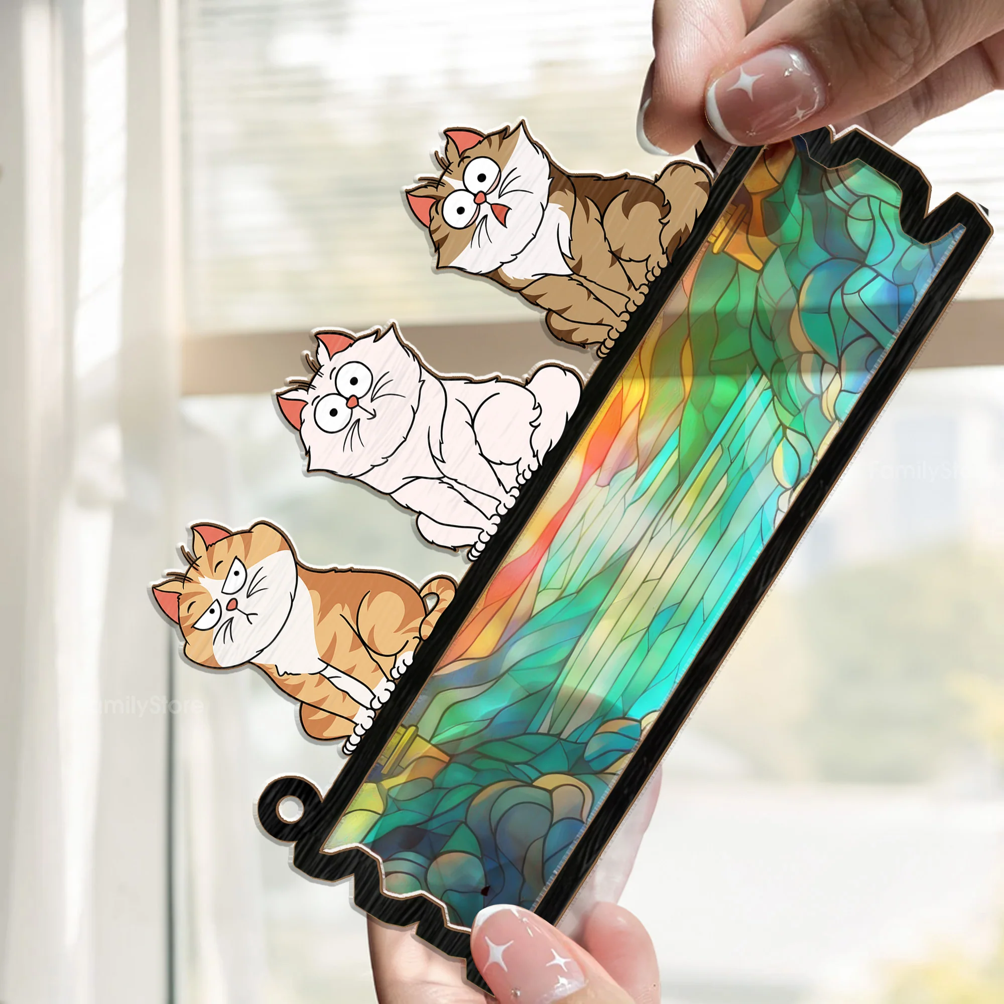 Meow Cats Are Watching You - Funny Gift For Cat Lovers - Personalized Window Hanging Window Hanging Suncatcher Ornament - CLP02 NA94 - Image 2