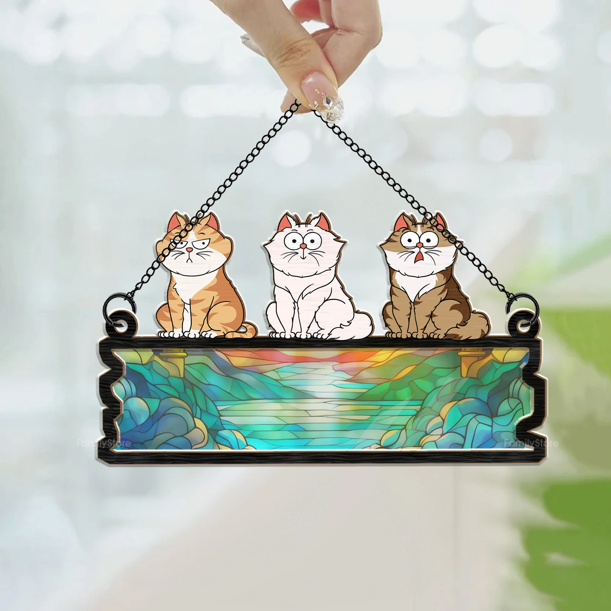 Meow Cats Are Watching You - Funny Gift For Cat Lovers - Personalized Window Hanging Window Hanging Suncatcher Ornament - CLP02 NA94 - Image 3