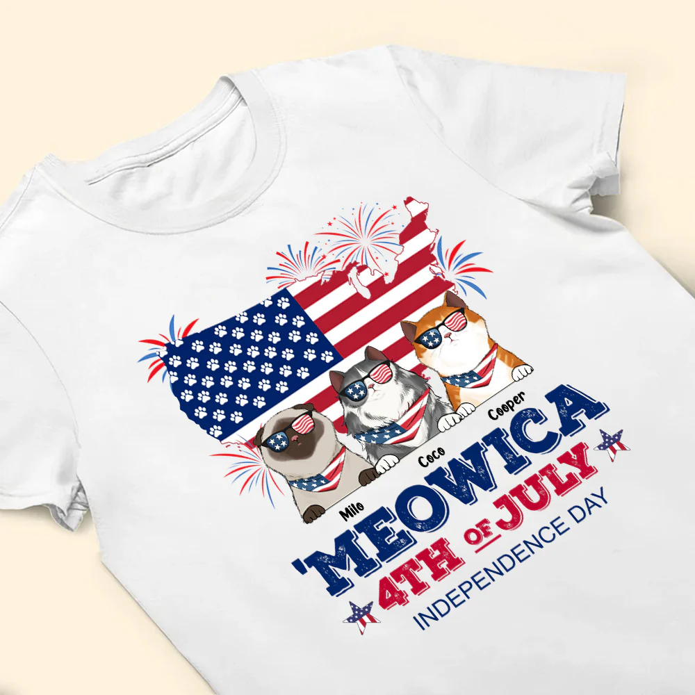 Meowica 4th Of July Independence Day - Gift For Cat Lovers - Personalized TShirt - Image 3