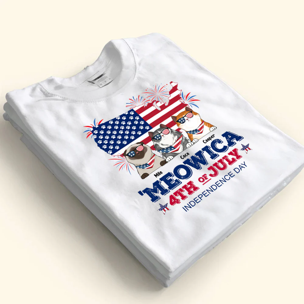 Meowica 4th Of July Independence Day - Gift For Cat Lovers - Personalized TShirt - Image 4