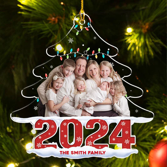 Merry Christmas 2024 Come And Stay Together - Christmas Gift For Family Members - Personalized Acrylic Ornament NA94 - Image 2