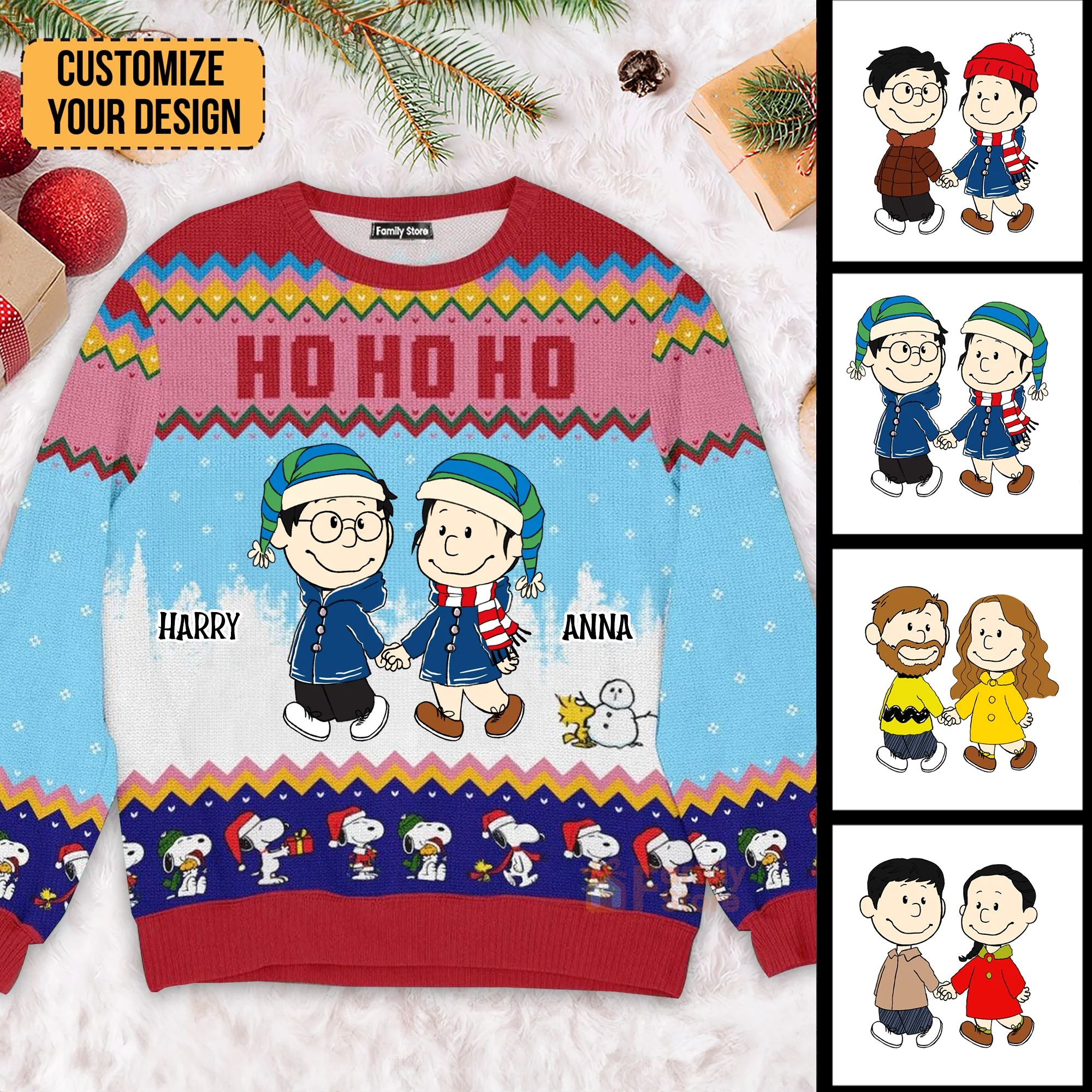 Peanut Merry Christmas Peanut - Personalized Ugly Sweatshirt - Gift For Couple, Husband Wife, Anniversary CL43 NH96