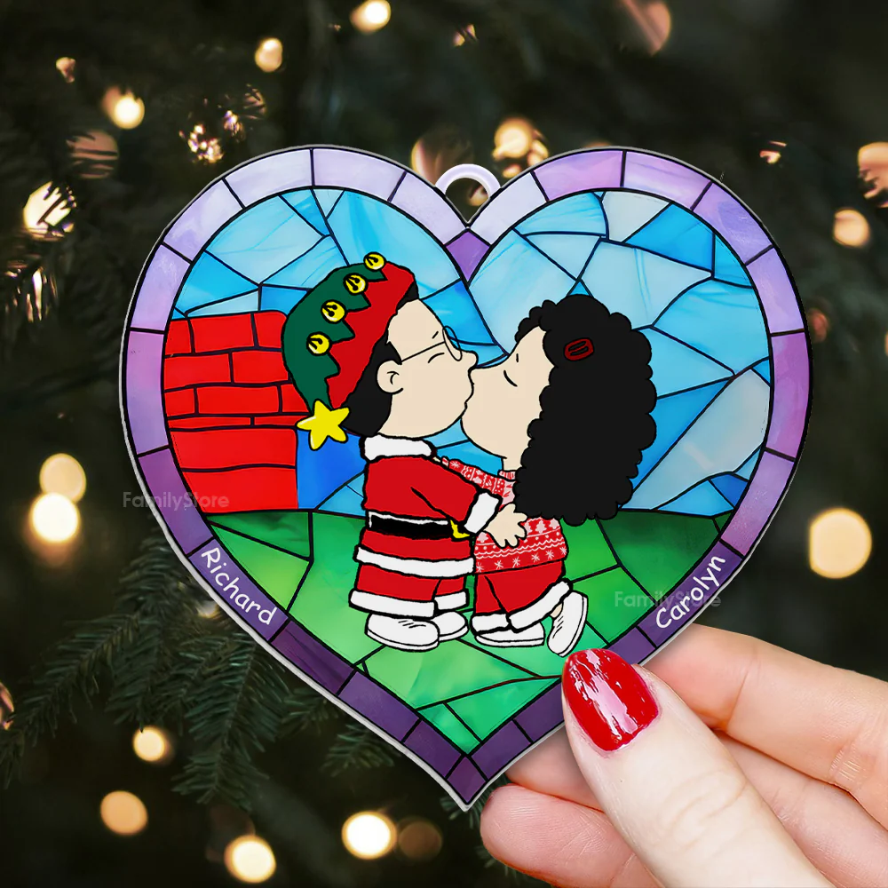 Merry Christmas Peanut Couple - Personalized Acrylic Ornament - Gift For Couple, Husband Wife - CL45 NH96
