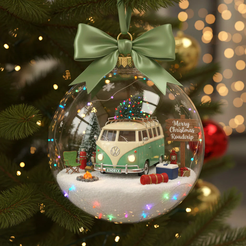 Merry Christmas Roadtrip - Personalized Acrylic Ornament - Gifts For Camping Lovers