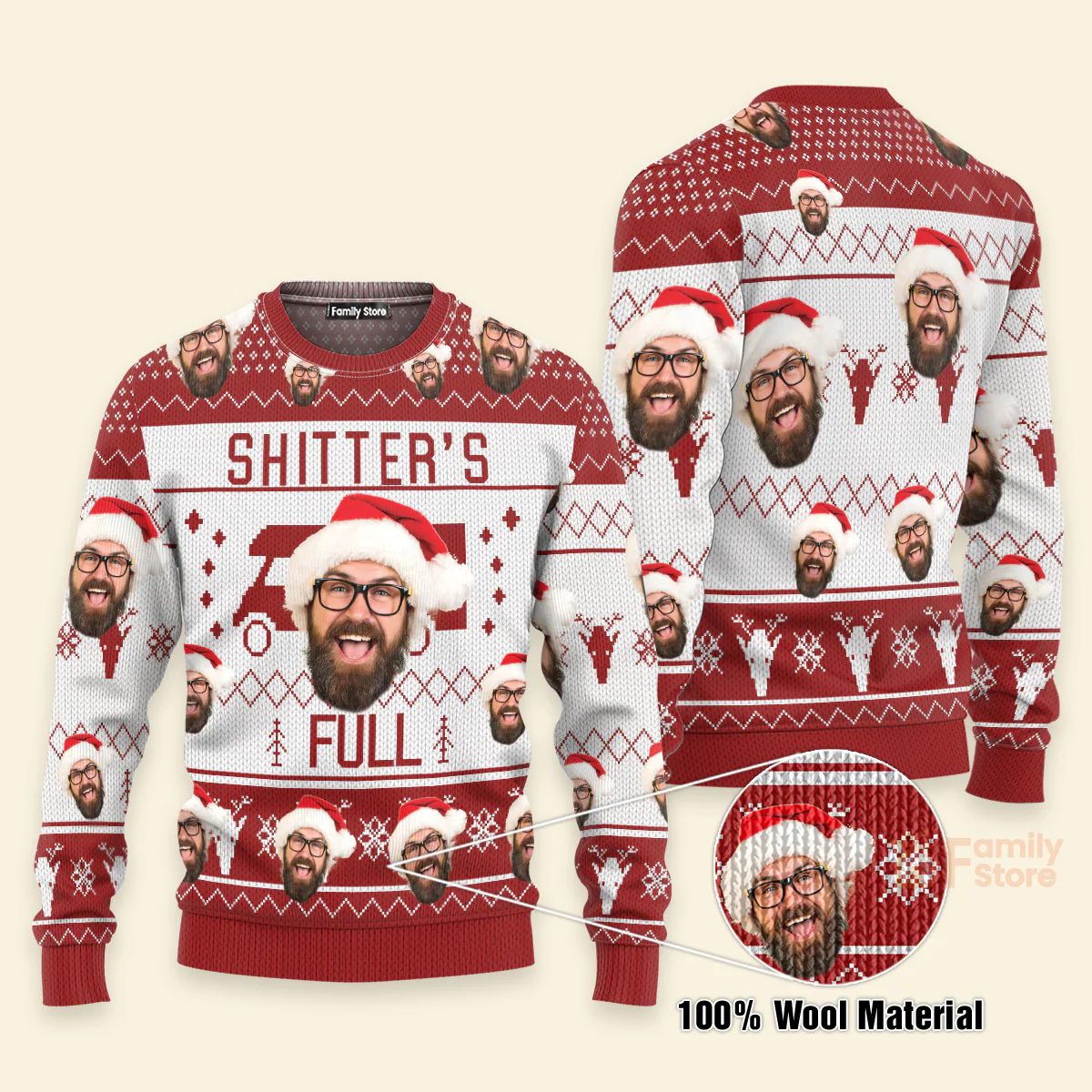 Merry Christmas Sh!*ter's Full - Personalized Photo Ugly Christmas Sweater - Custom Face PT - Image 6