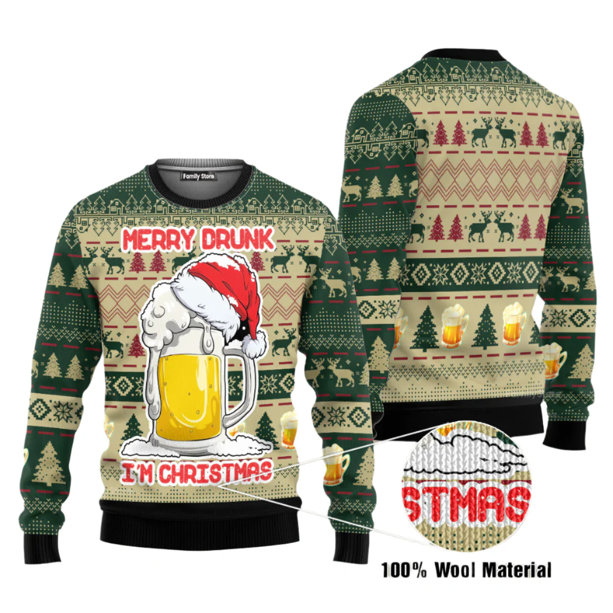 Funny Merry Drunk Ugly Christmas Sweater - Image 2