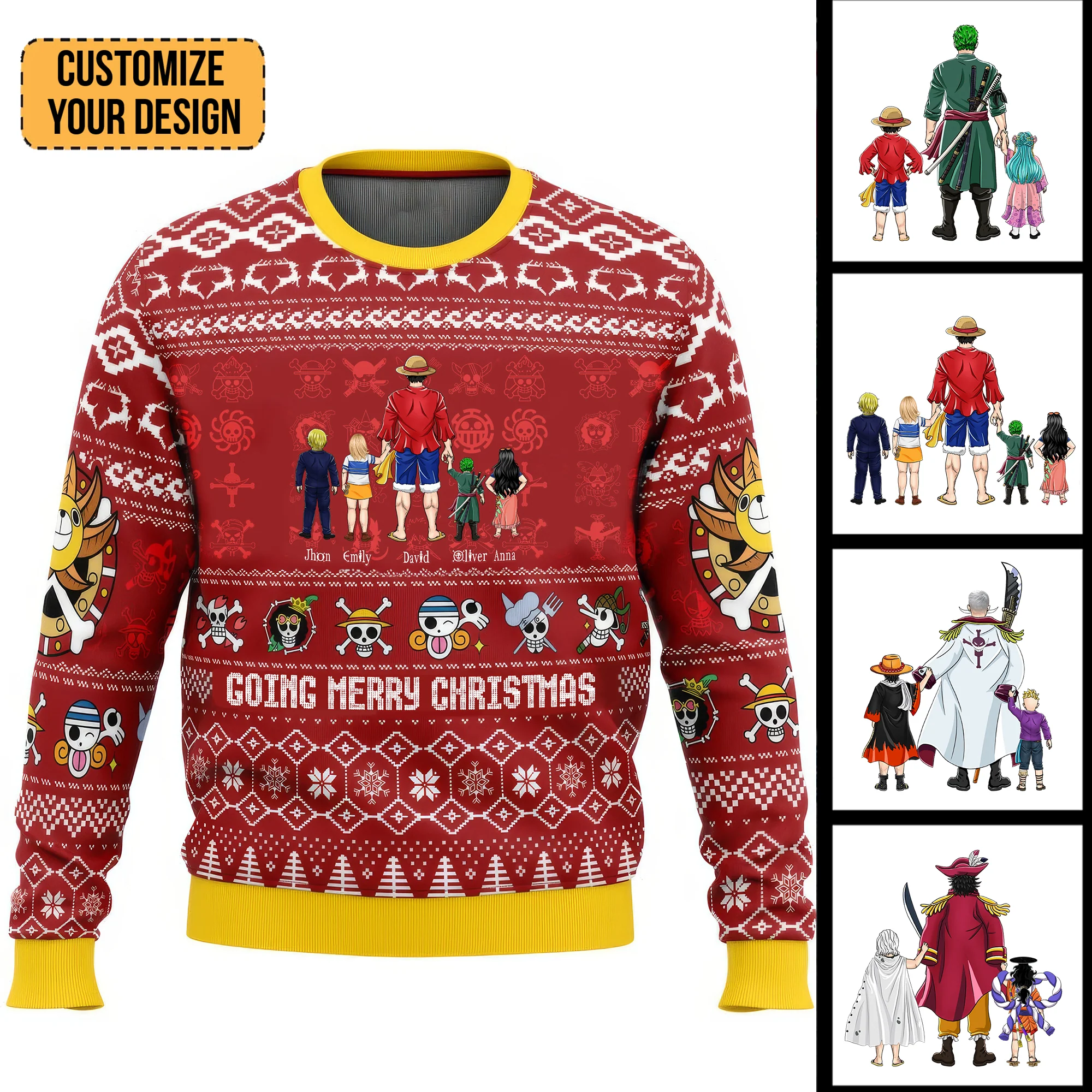Merry Mugiwara Pirates OnPi Pirate Adventure - Personalized Ugly Sweatshirt - Gift for Dad, Grandpa, Husband CL11 NH96 - Image 3